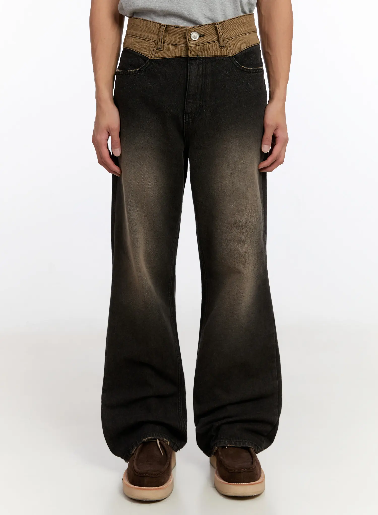 Men's Two-Tone Contrast Flare Jeans IN528