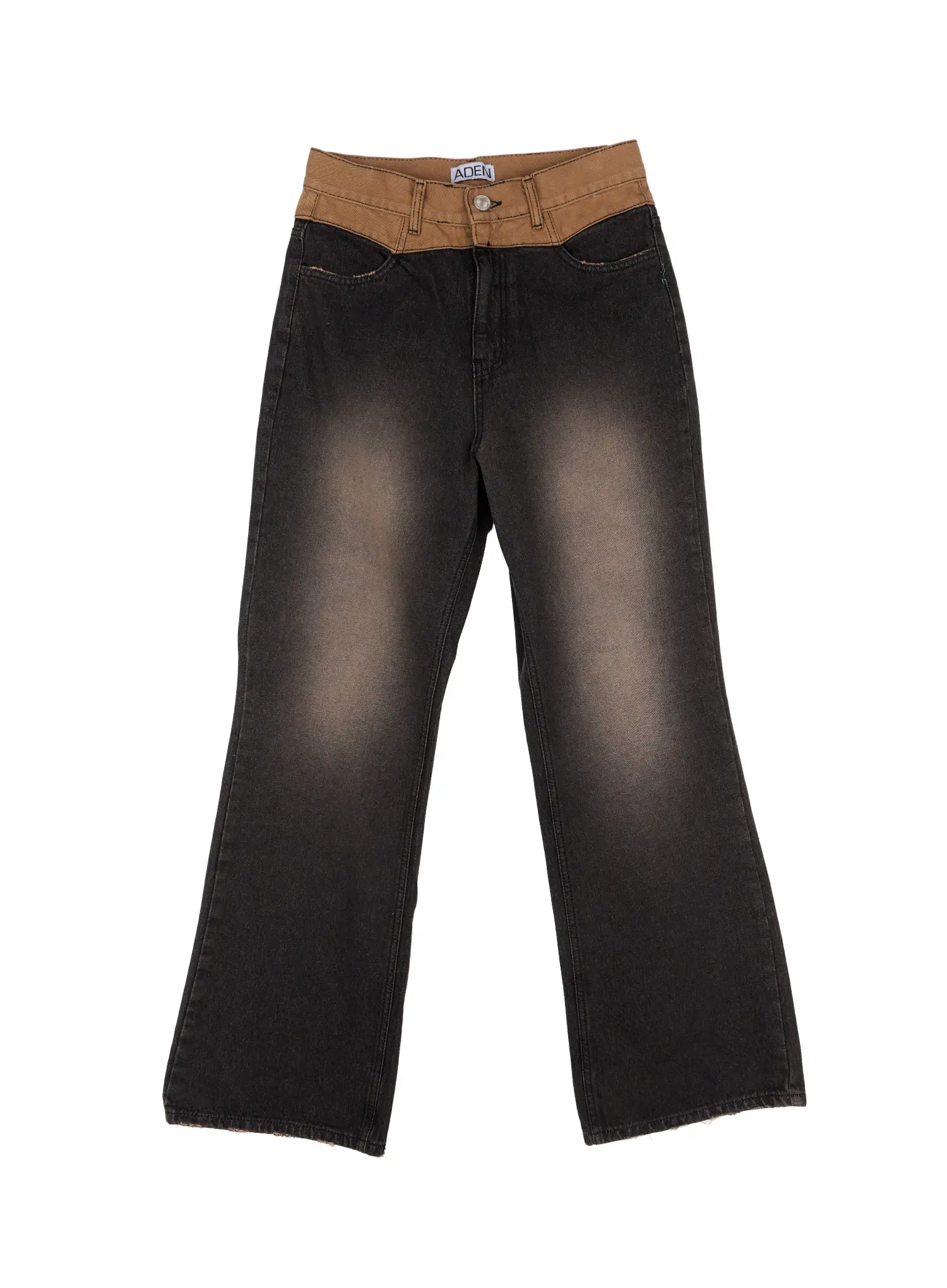 Men's Two-Tone Contrast Flare Jeans IN528 - Image 13