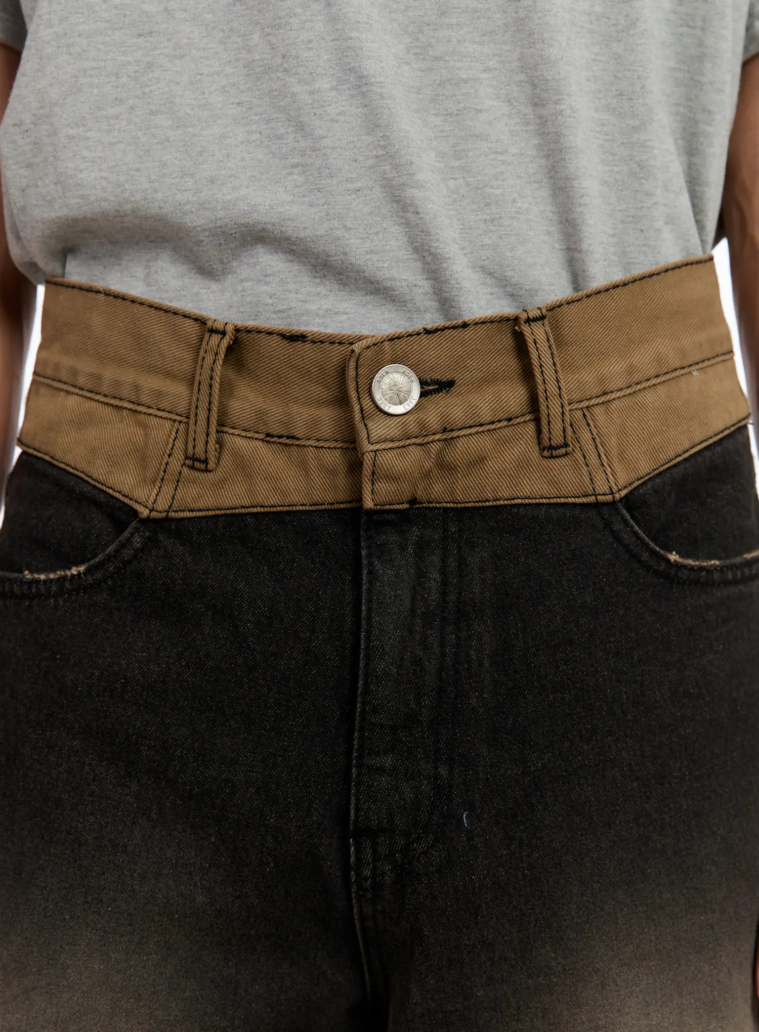 Men's Two-Tone Contrast Flare Jeans IN528 - Image 2