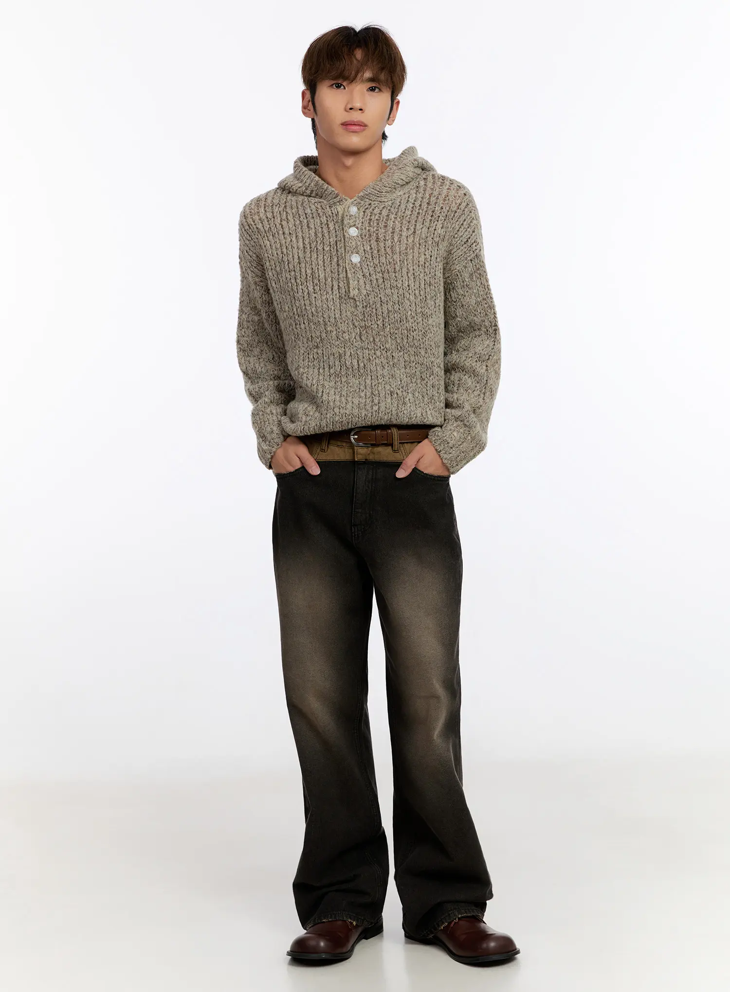 Men's Two-Tone Contrast Flare Jeans IN528 - Image 3