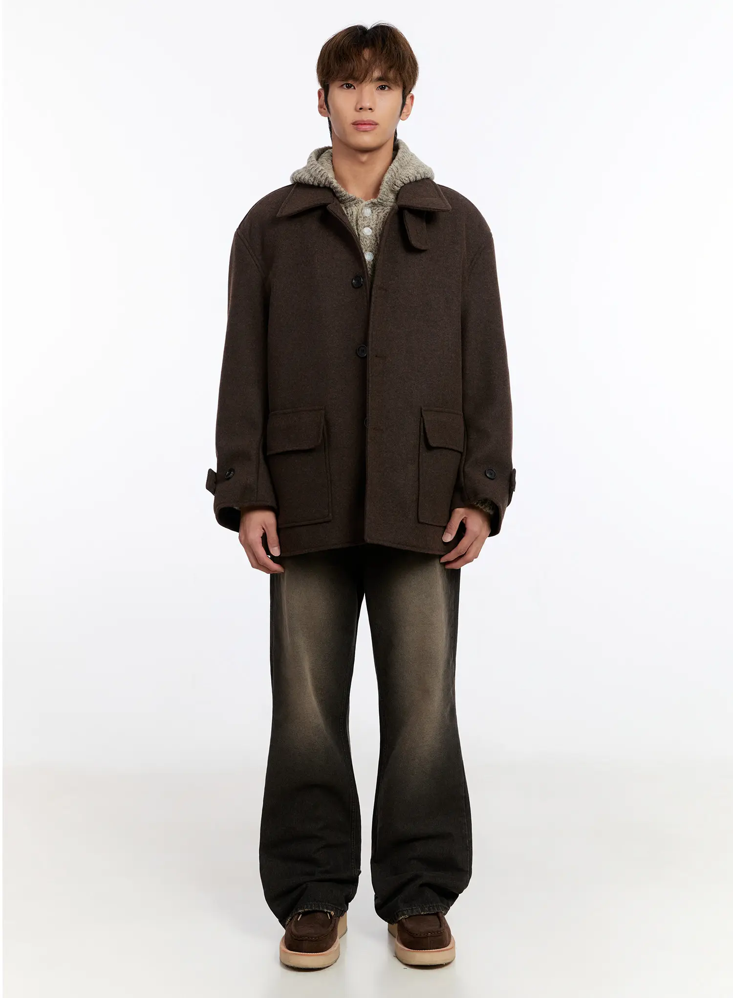 Men's Two-Tone Contrast Flare Jeans IN528 - Image 4