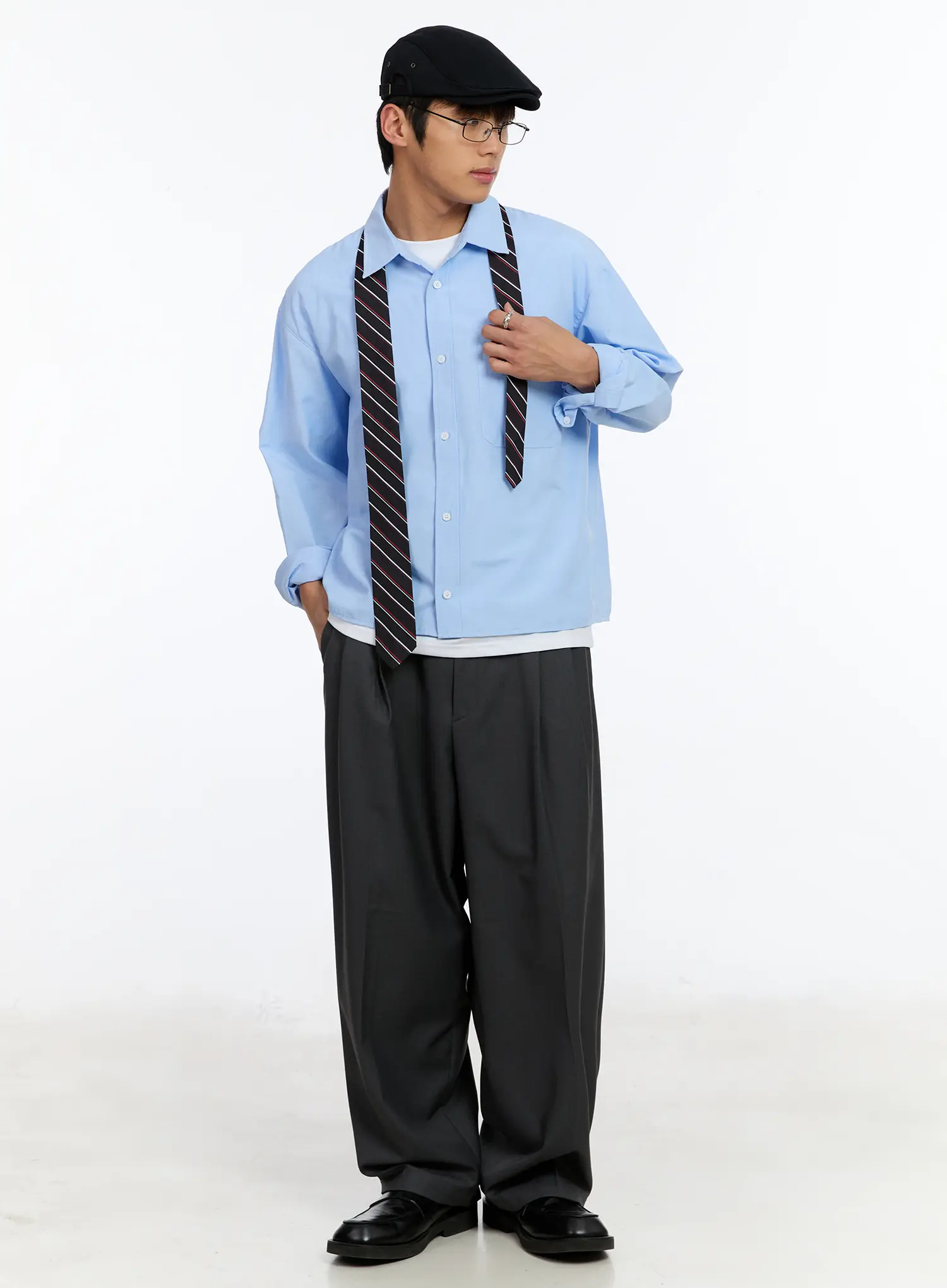 Men's Two-Tuck Wide Leg Trousers IM530 - Image 2