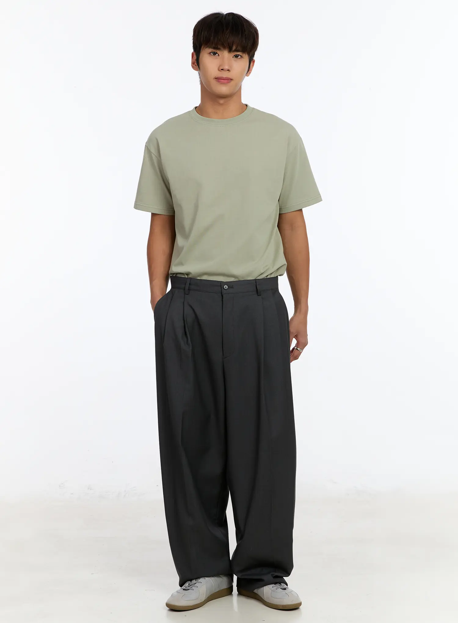 Men's Two-Tuck Wide Leg Trousers IM530 - Image 4