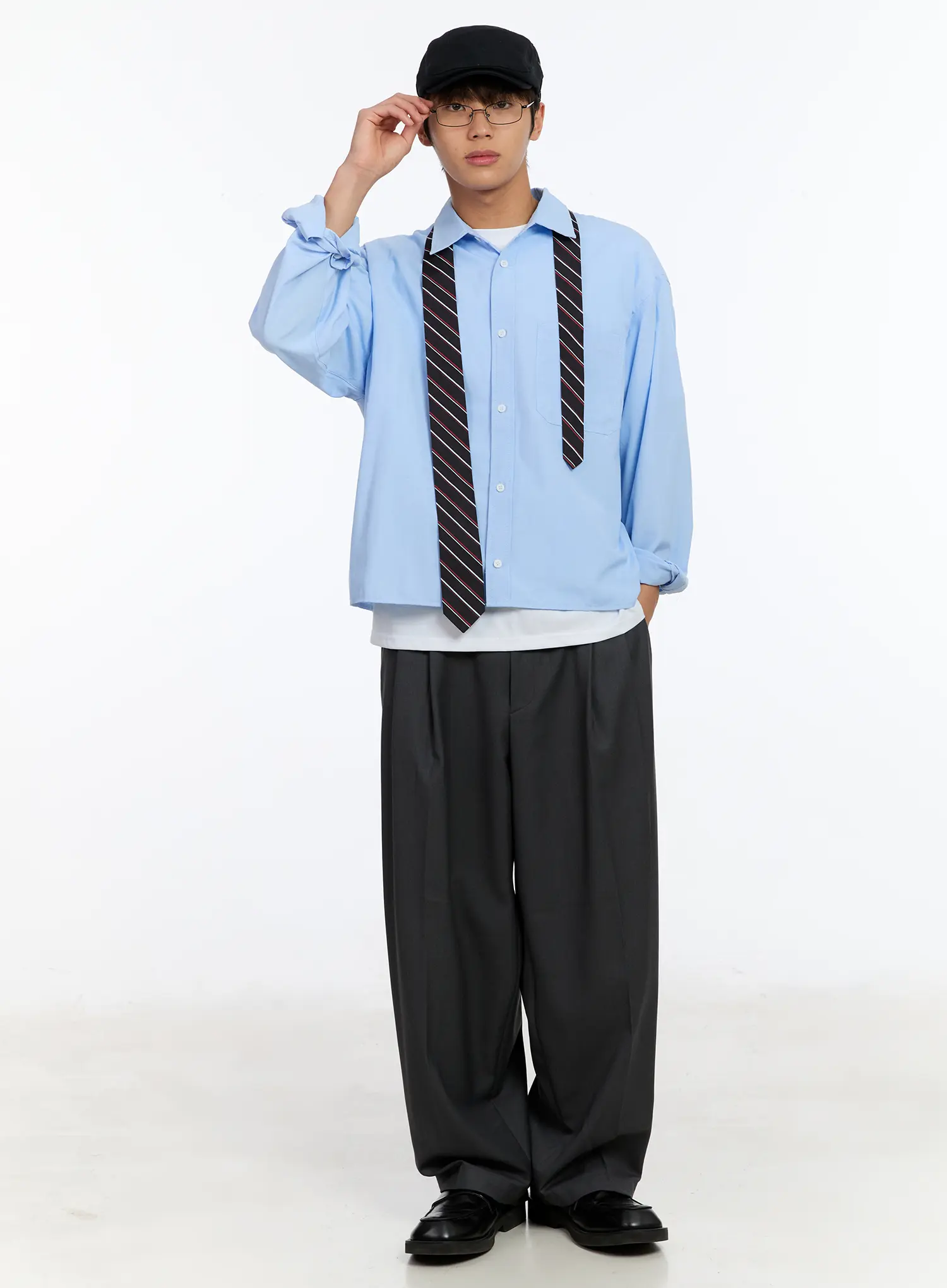 Men's Two-Tuck Wide Leg Trousers IM530 - Image 9