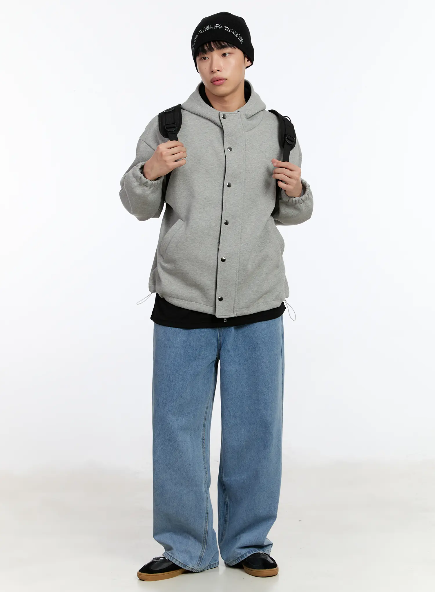 Men's Two-Way Button Hoodie Jacket IA508