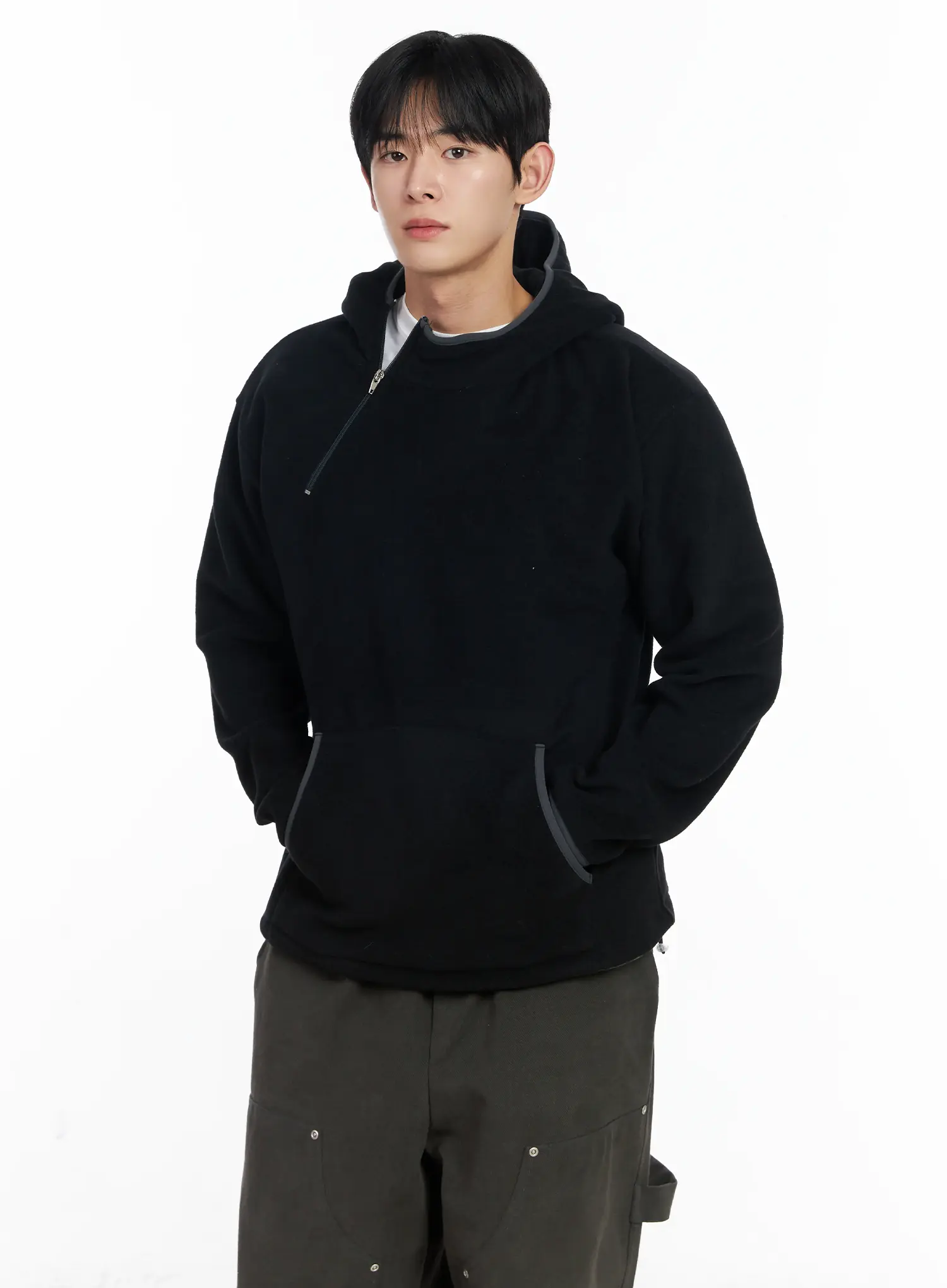Men's Unique Zipper Fleece Hoodie IJ521