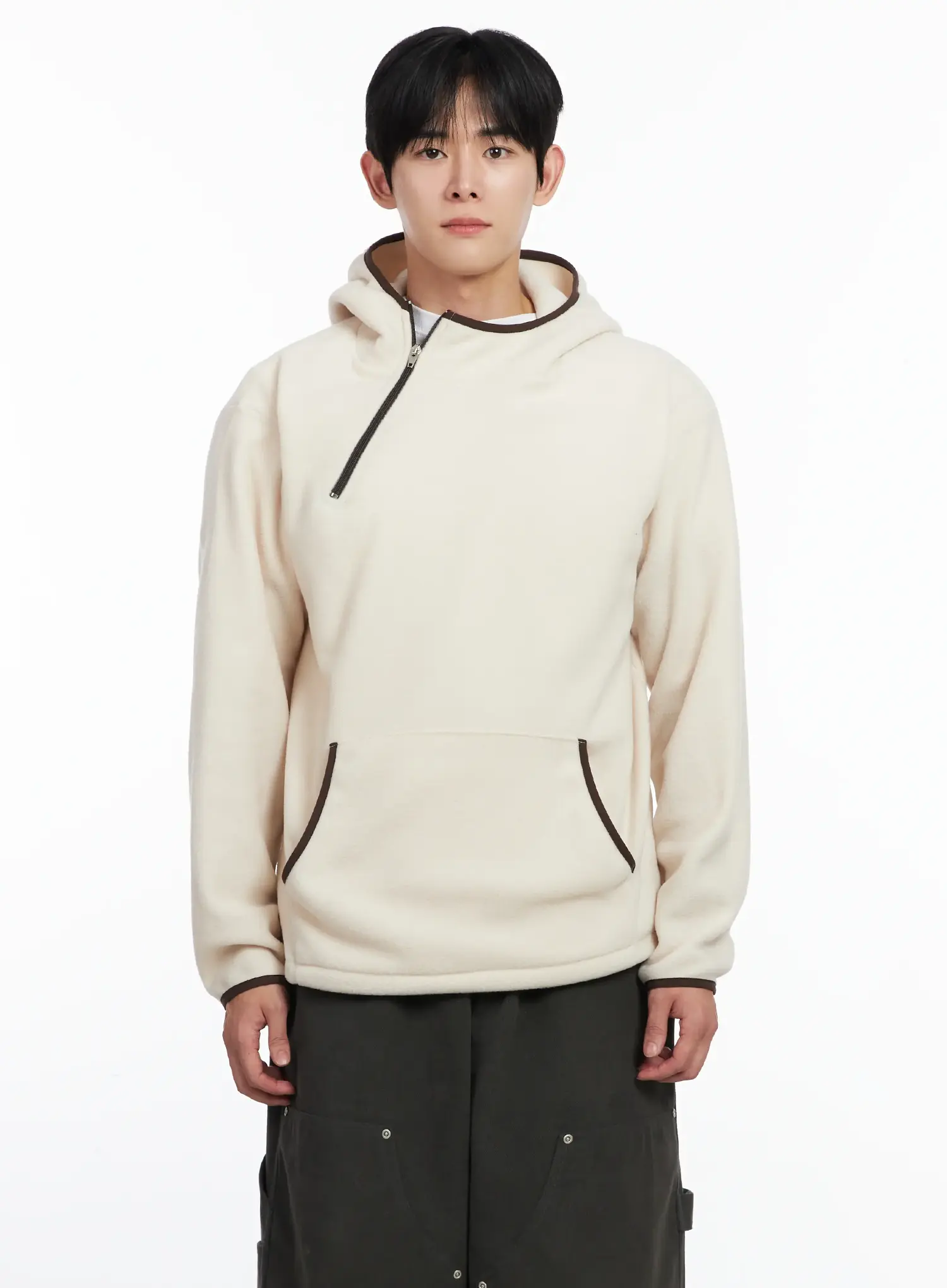 Men's Unique Zipper Fleece Hoodie IJ521 - Image 11