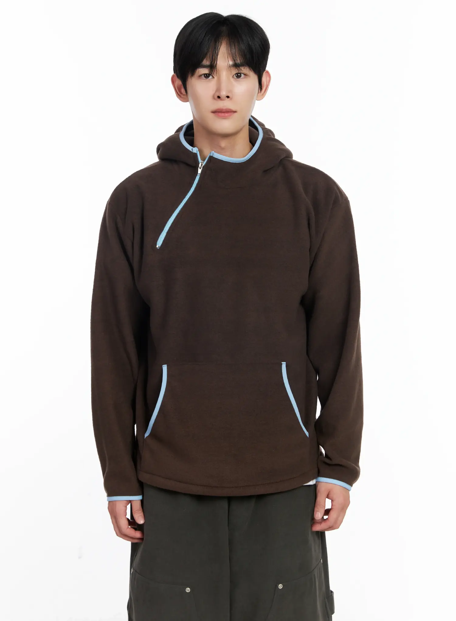 Men's Unique Zipper Fleece Hoodie IJ521 - Image 14