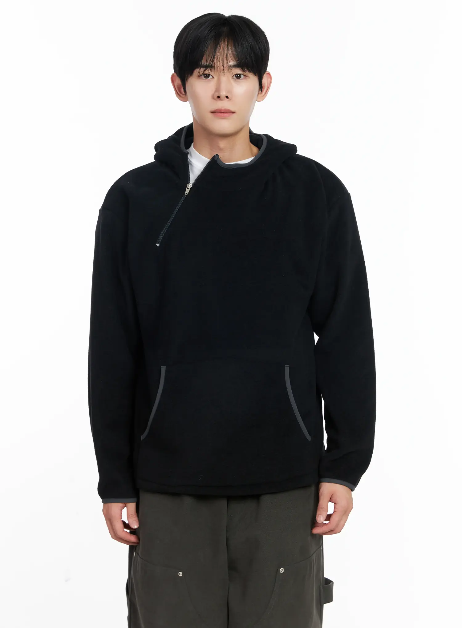 Men's Unique Zipper Fleece Hoodie IJ521 - Image 15