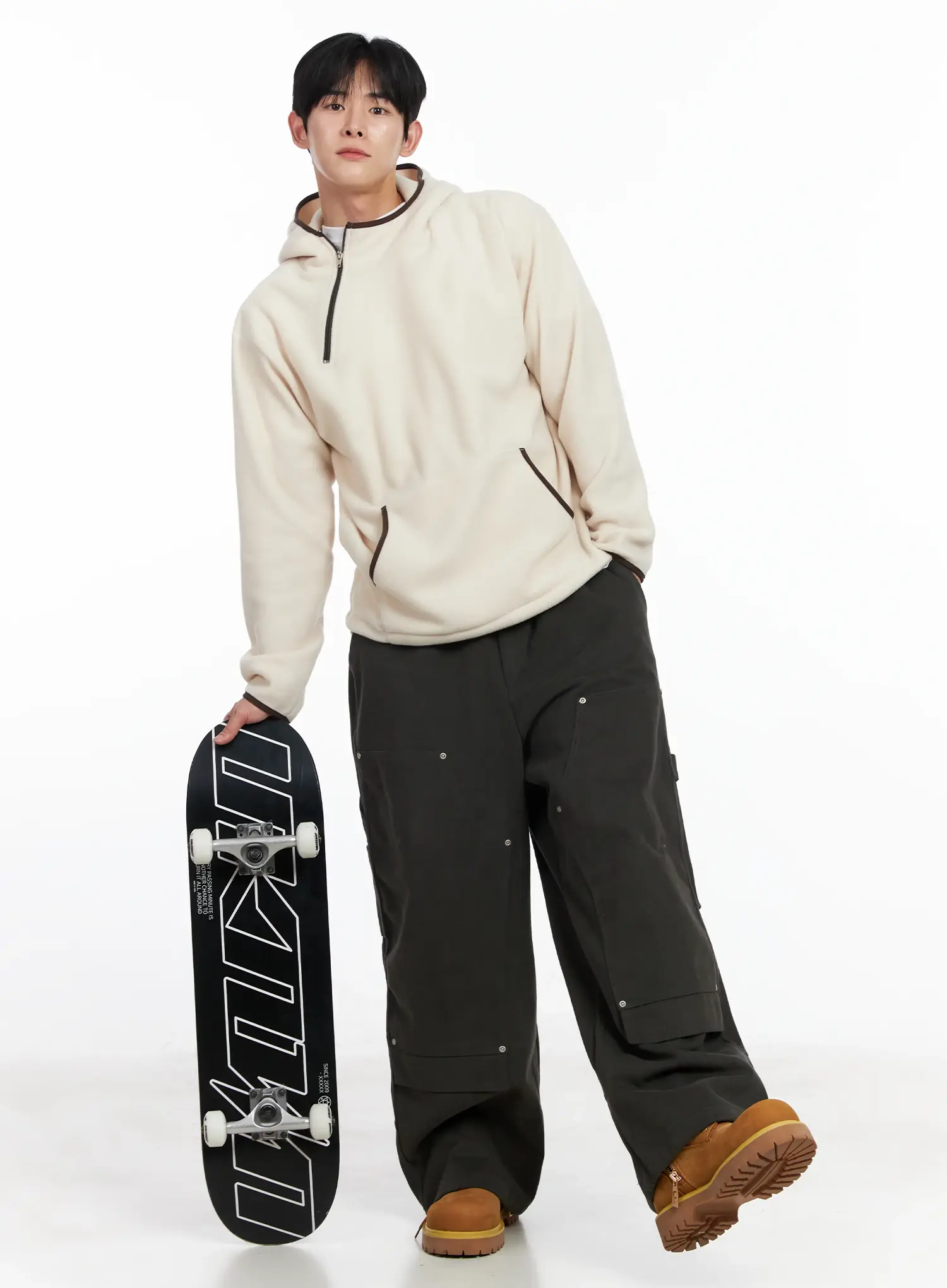 Men's Unique Zipper Fleece Hoodie IJ521 - Image 2