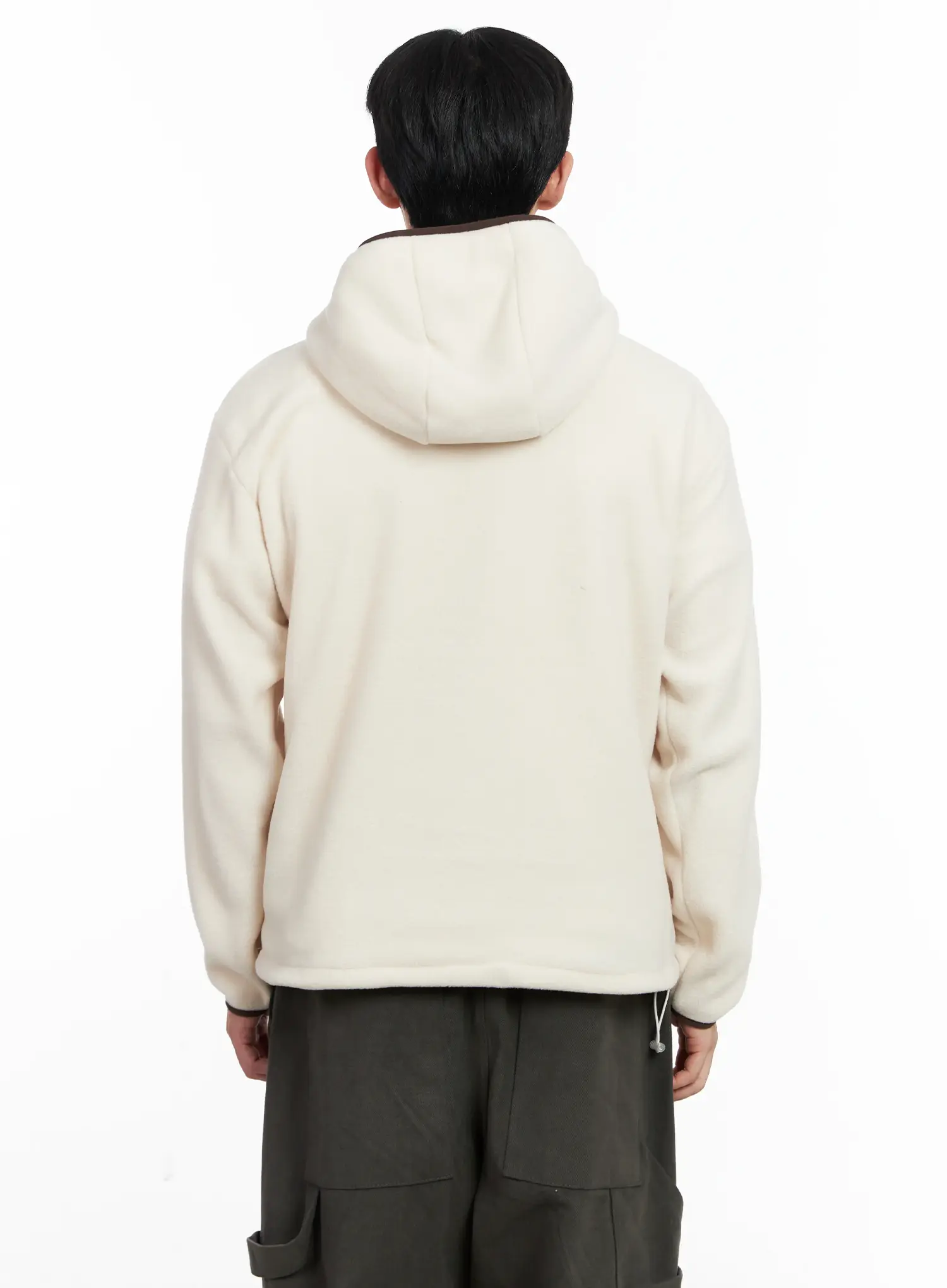 Men's Unique Zipper Fleece Hoodie IJ521 - Image 5