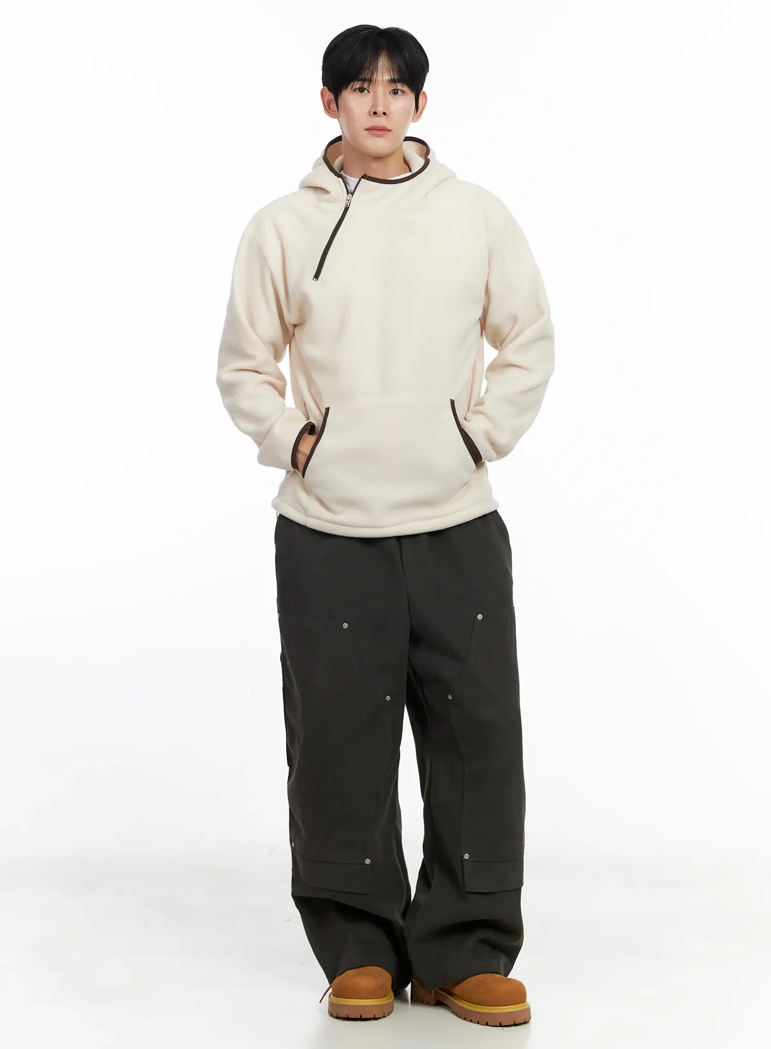 Men's Unique Zipper Fleece Hoodie IJ521 - Image 8