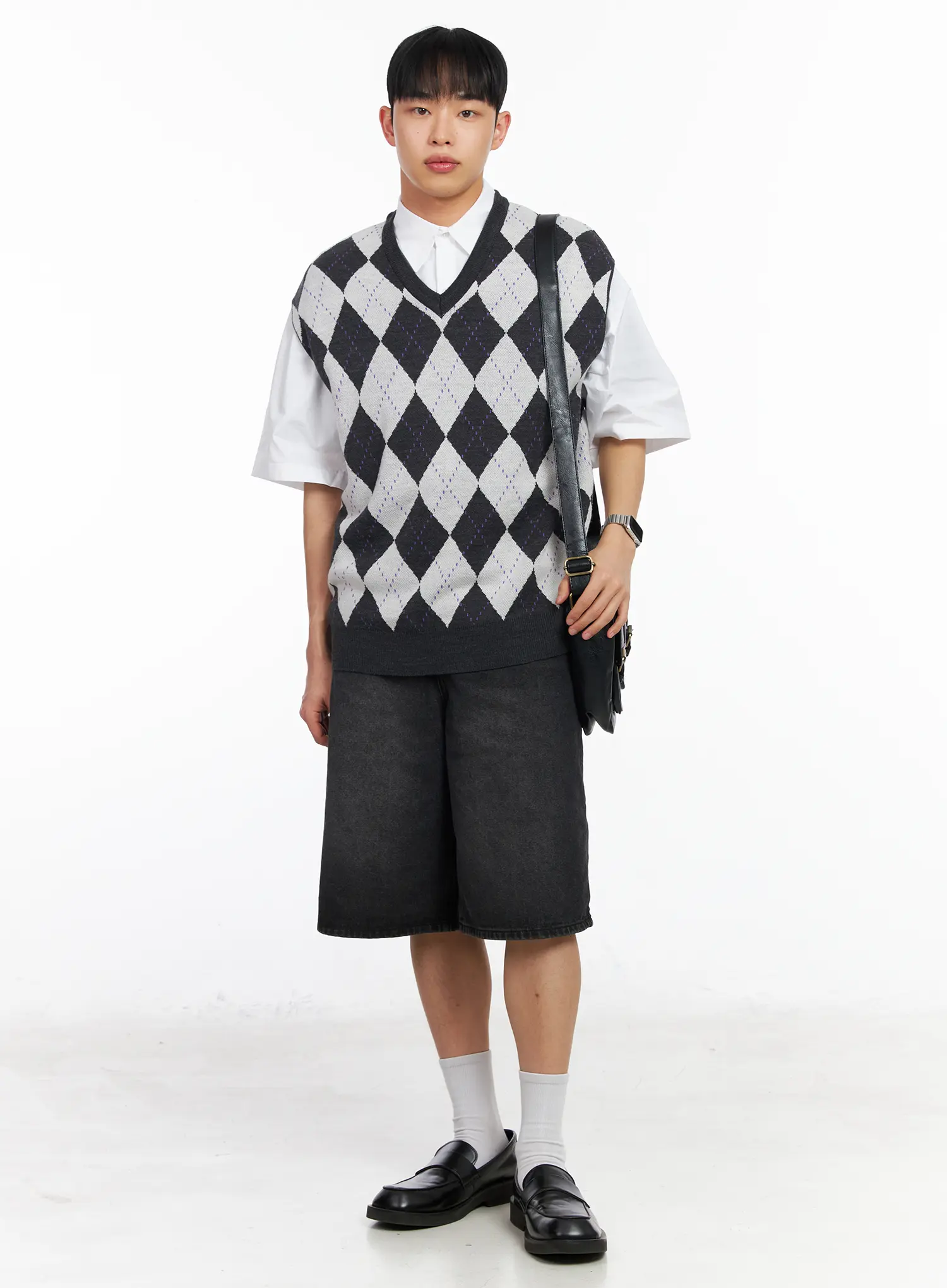 Men's V-Neck Argyle Sweater Vest IA501