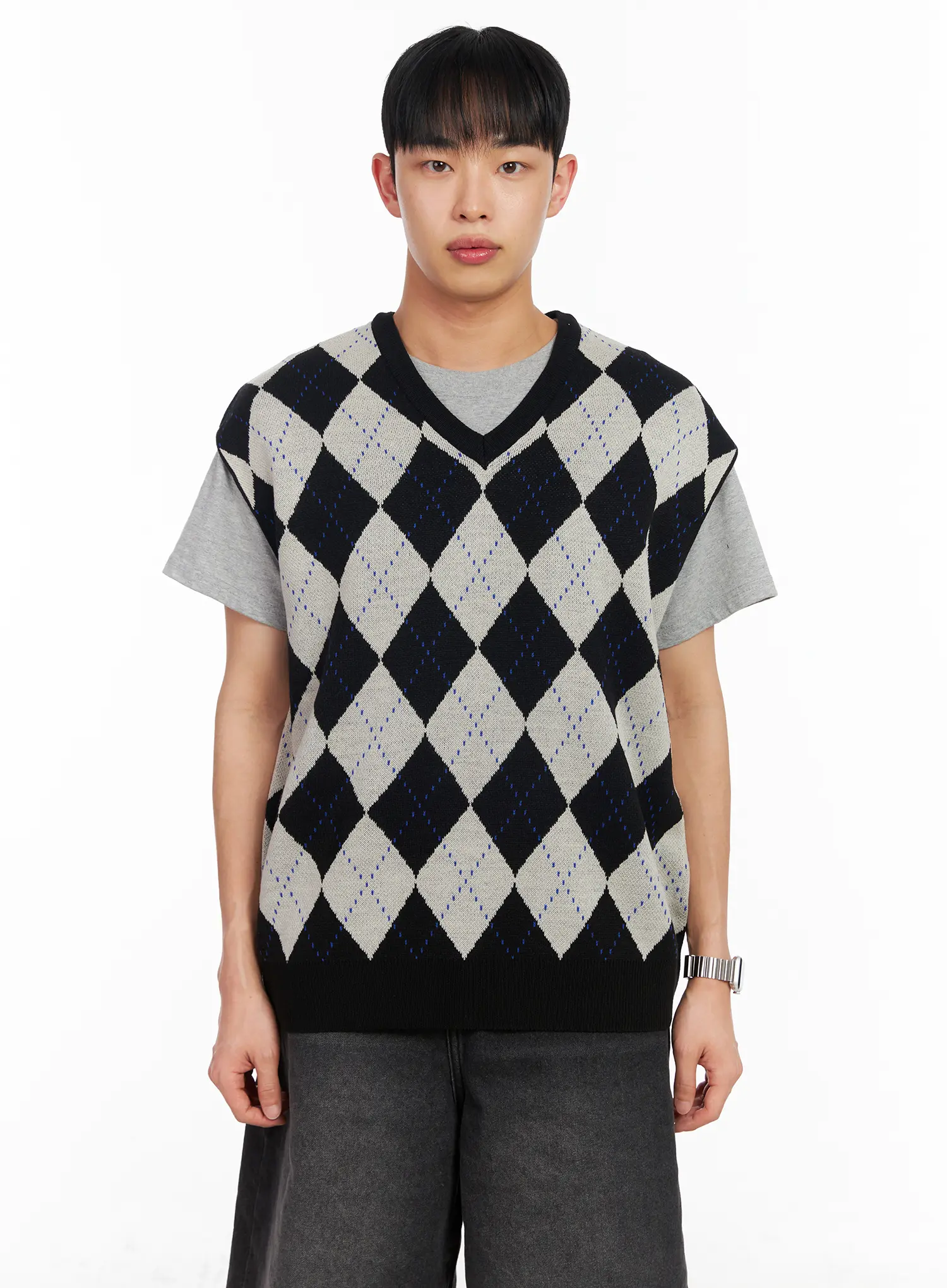 Men's V-Neck Argyle Sweater Vest IA501 - Image 10