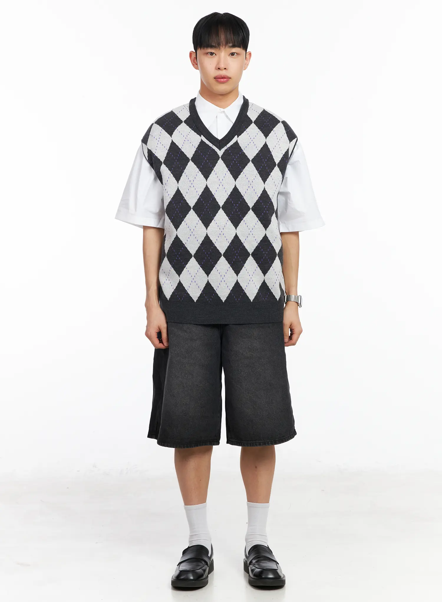 Men's V-Neck Argyle Sweater Vest IA501 - Image 3