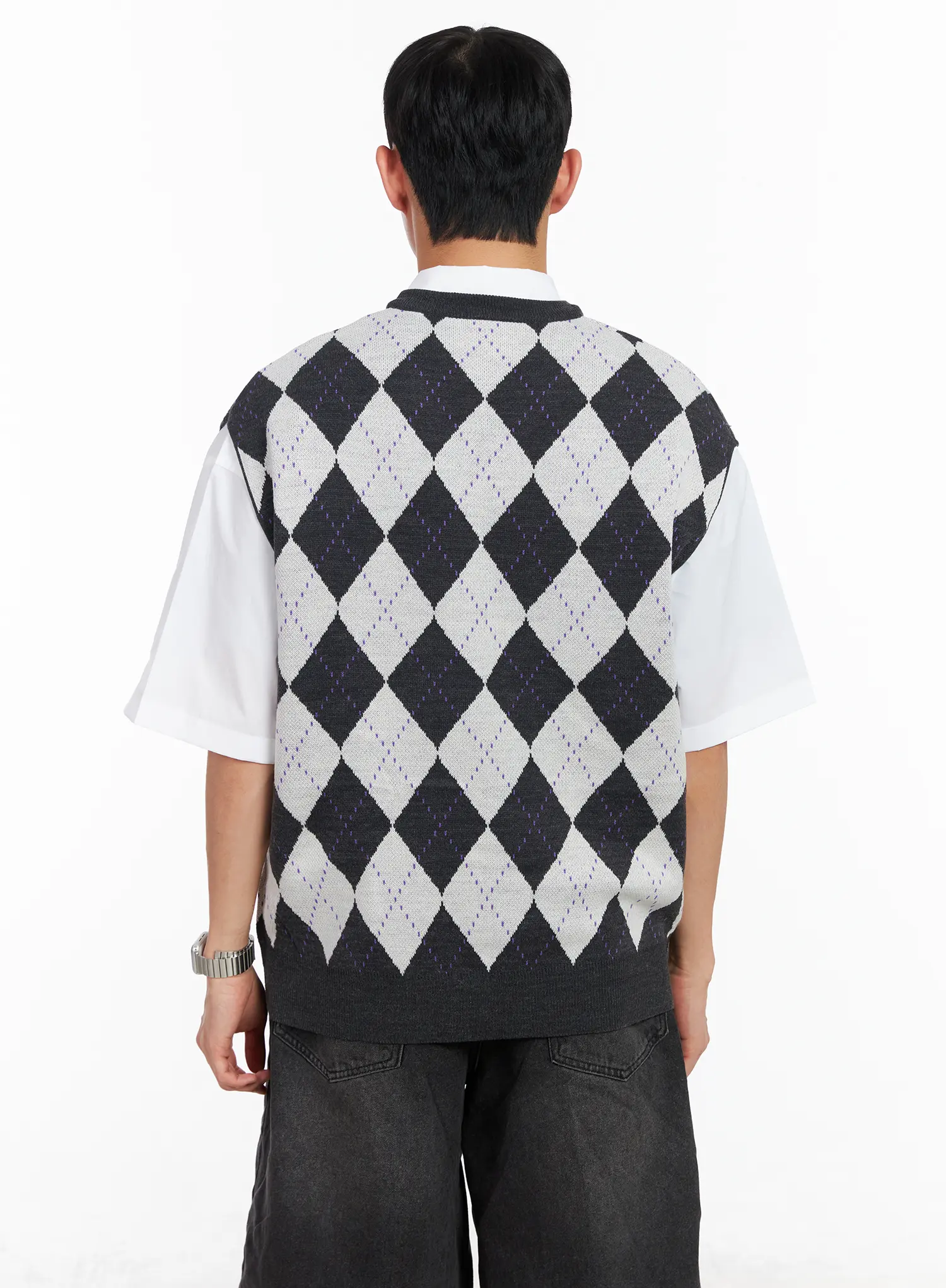 Men's V-Neck Argyle Sweater Vest IA501 - Image 5