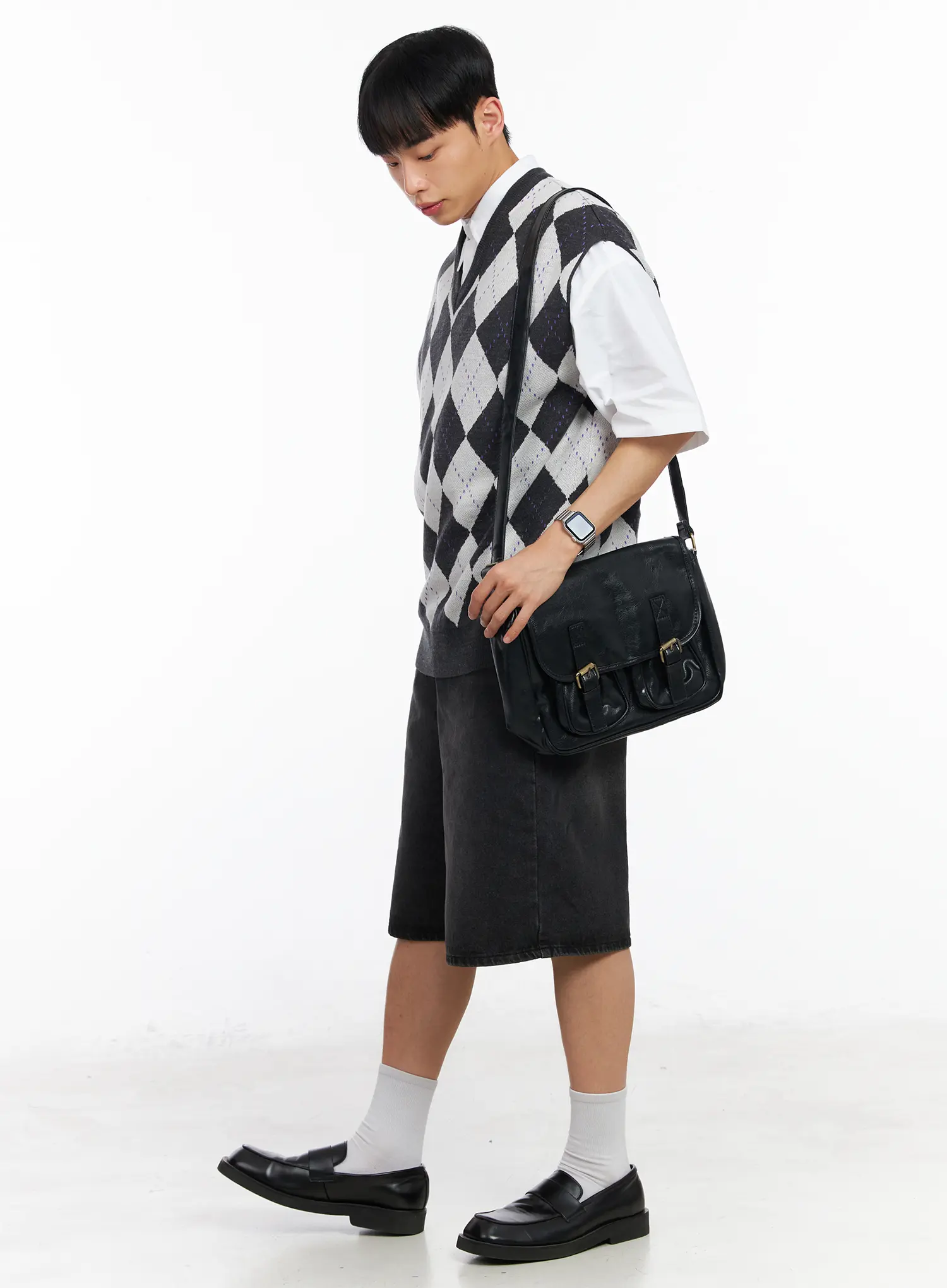 Men's V-Neck Argyle Sweater Vest IA501 - Image 7