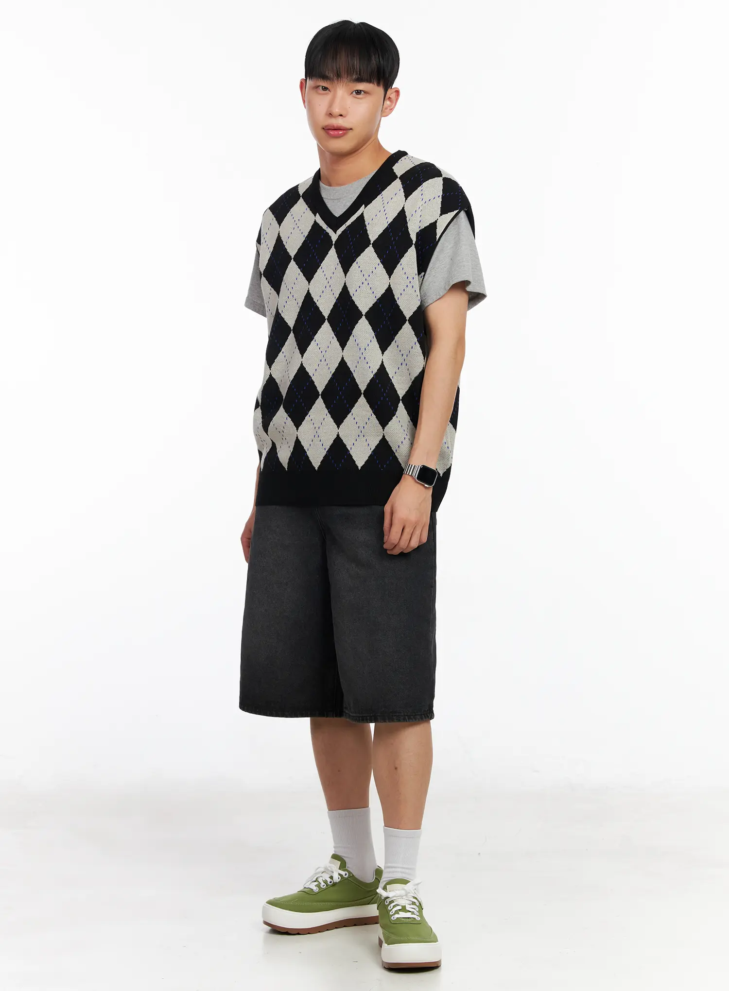 Men's V-Neck Argyle Sweater Vest IA501 - Image 8