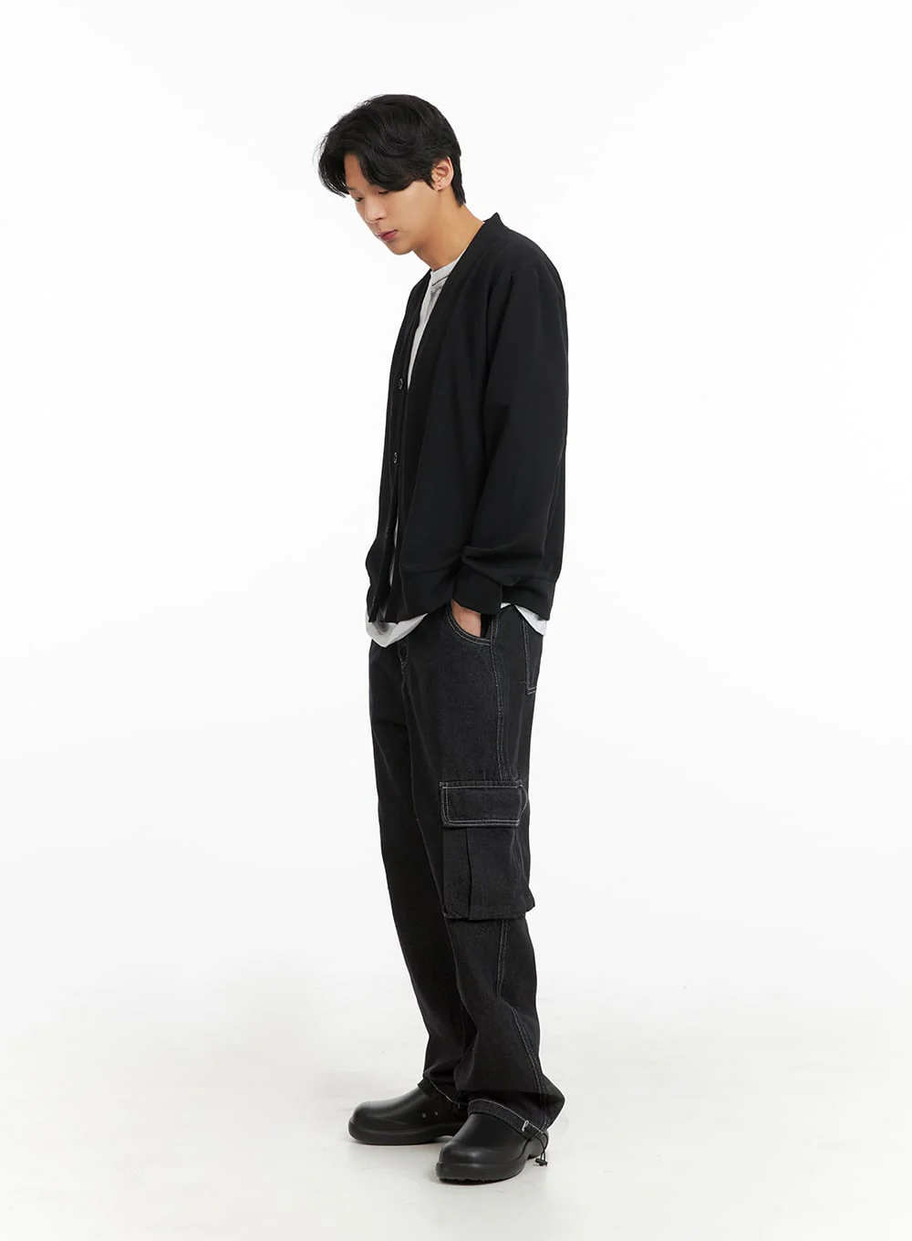 Men's V-Neck Buttoned Knit Cardigan IA402 - Image 6