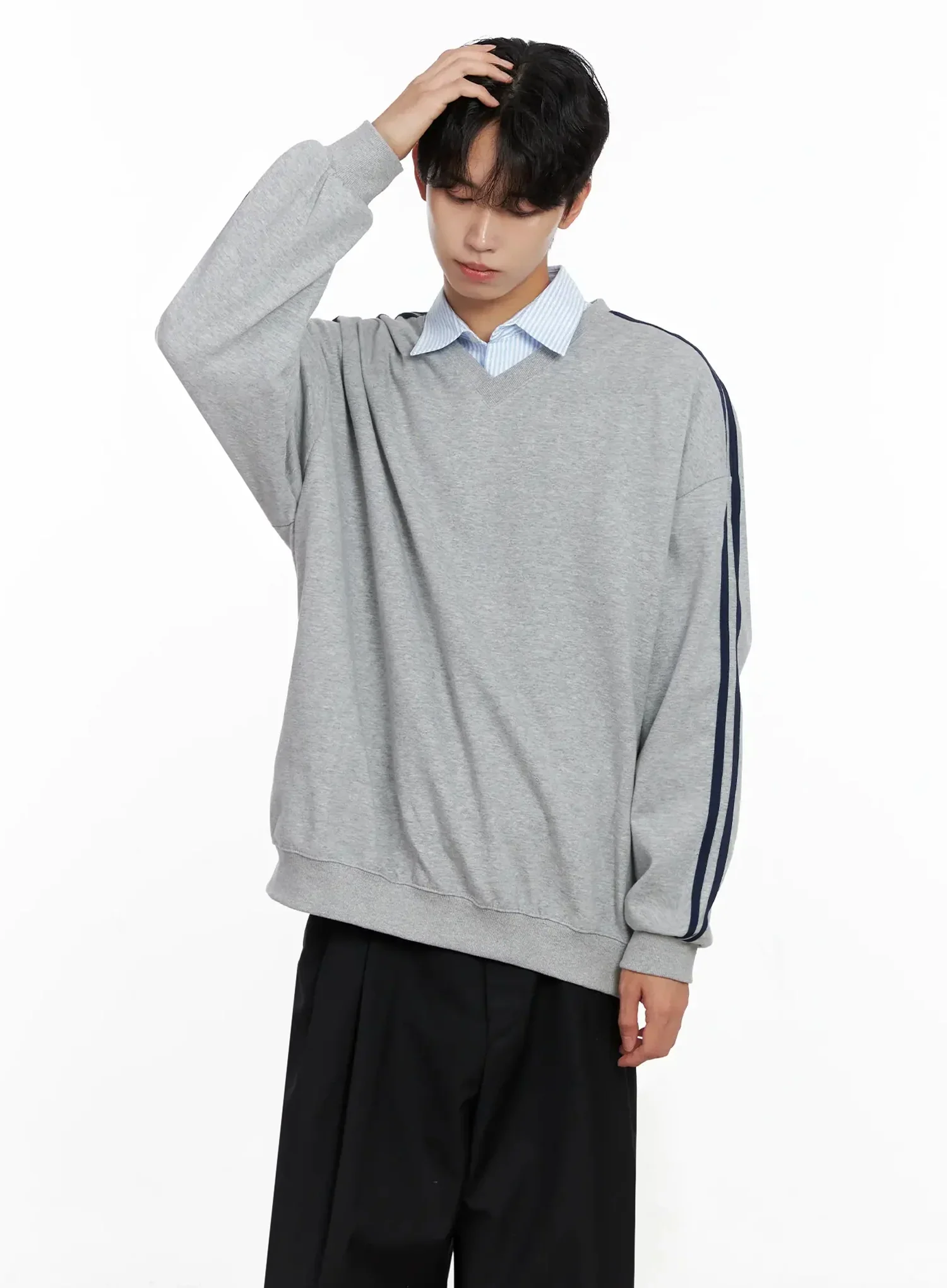 Men's V-Neck Track Sweatshirt IO516 - Image 4