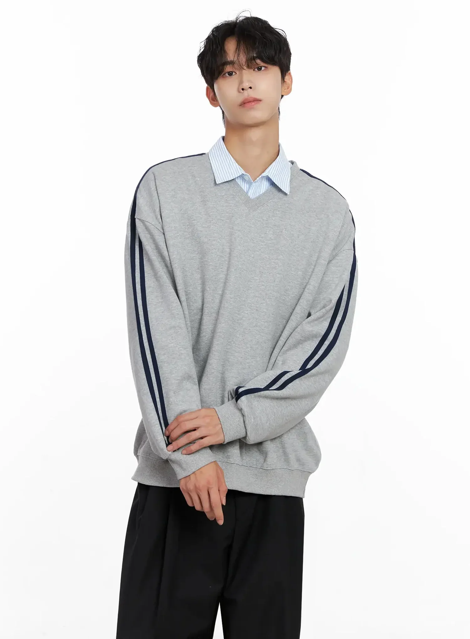 Men's V-Neck Track Sweatshirt IO516 - Image 5