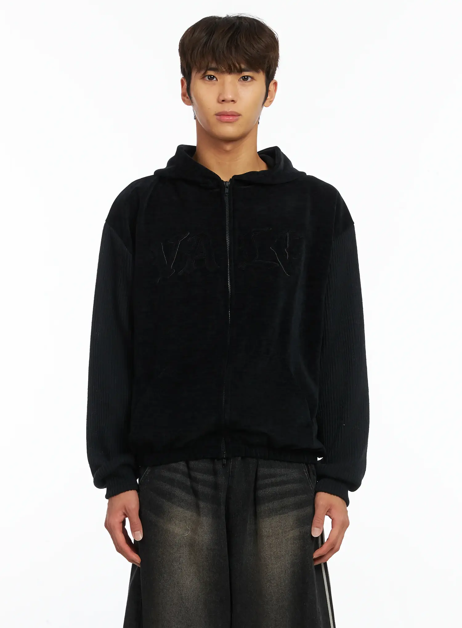 Men's Velvet Zip-Up Hoodie IJ514 - Image 11
