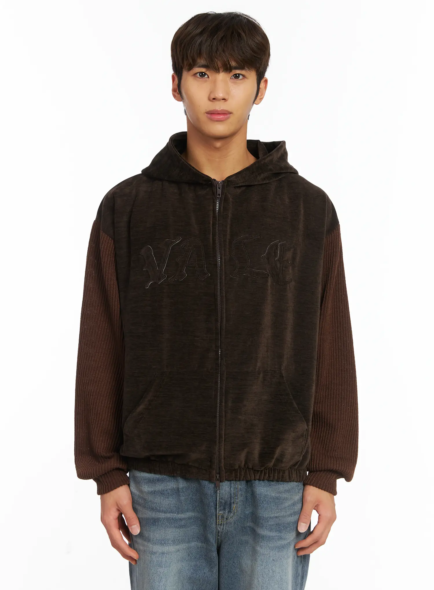 Men's Velvet Zip-Up Hoodie IJ514 - Image 12