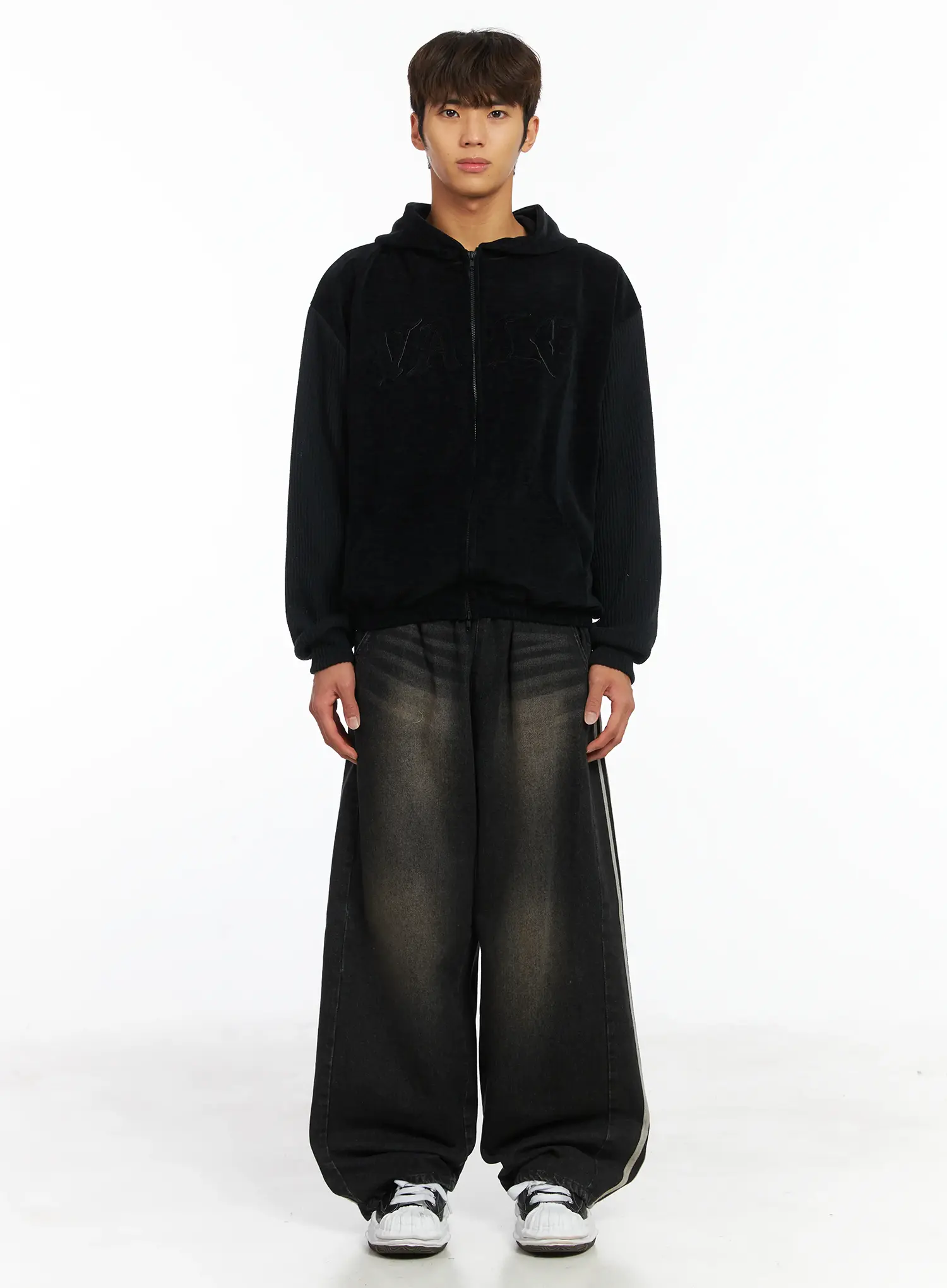 Men's Velvet Zip-Up Hoodie IJ514 - Image 3