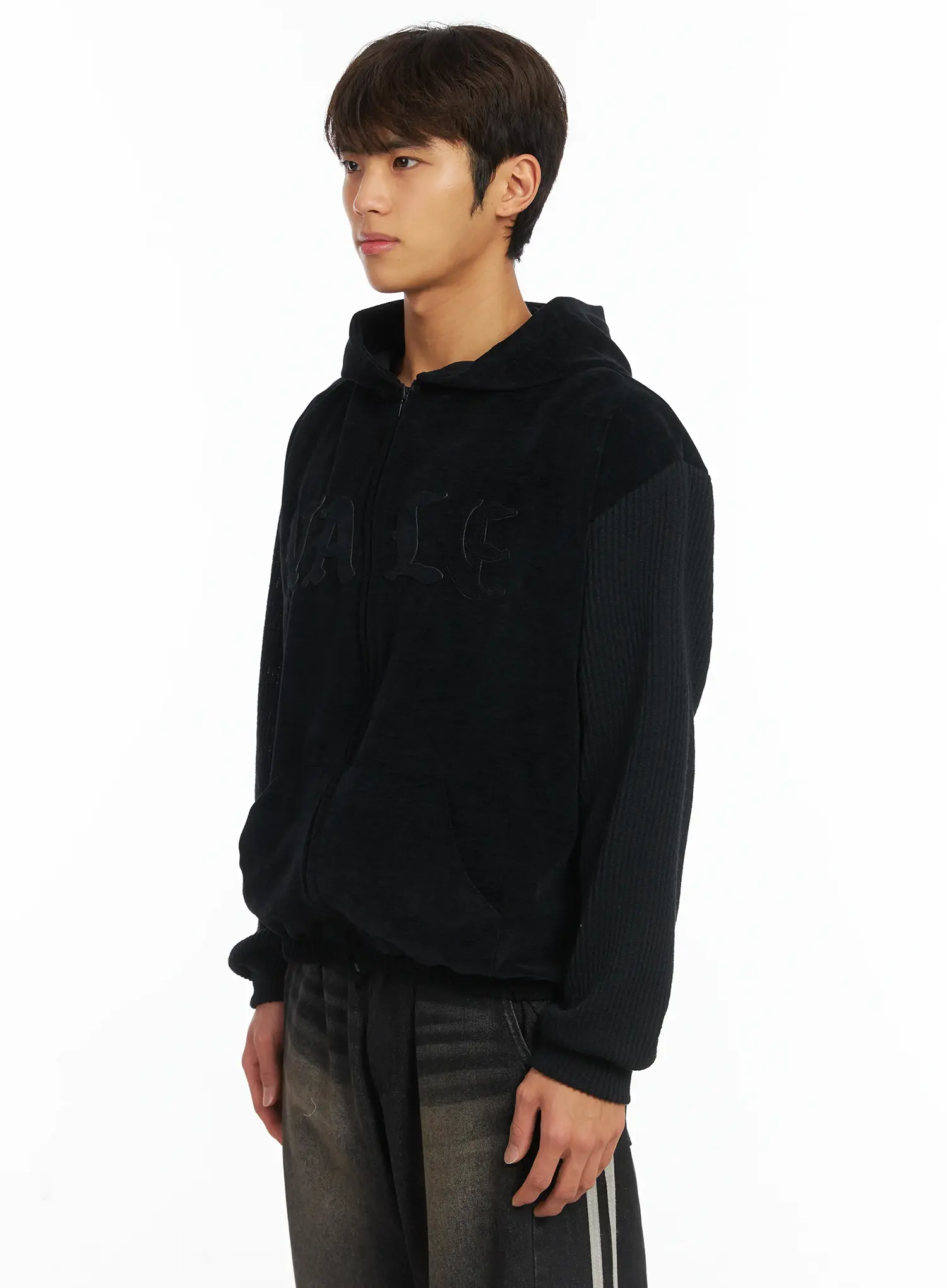 Men's Velvet Zip-Up Hoodie IJ514 - Image 4