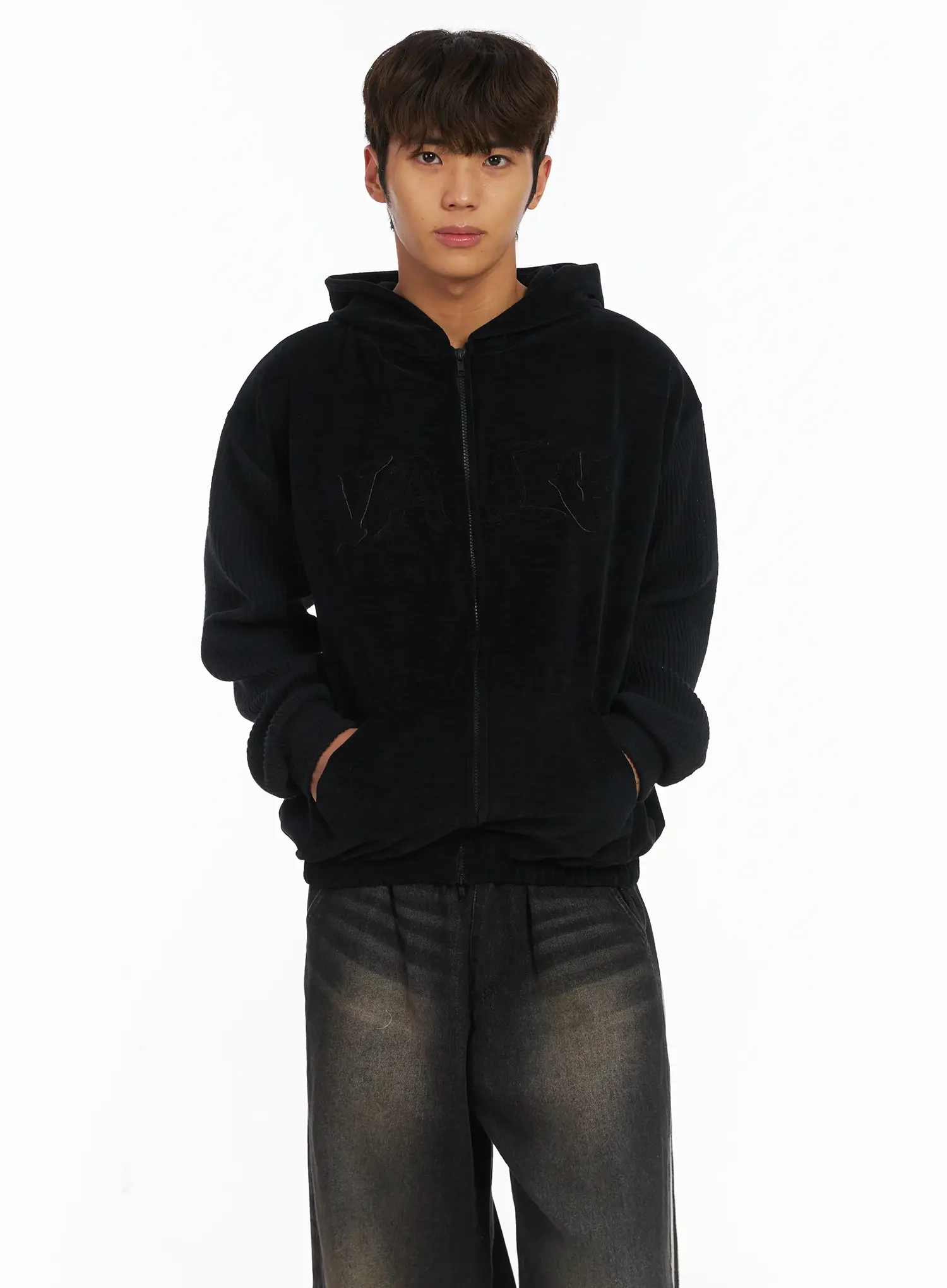 Men's Velvet Zip-Up Hoodie IJ514 - Image 6