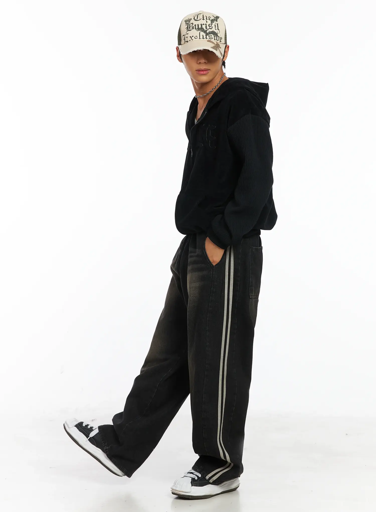 Men's Velvet Zip-Up Hoodie IJ514 - Image 7