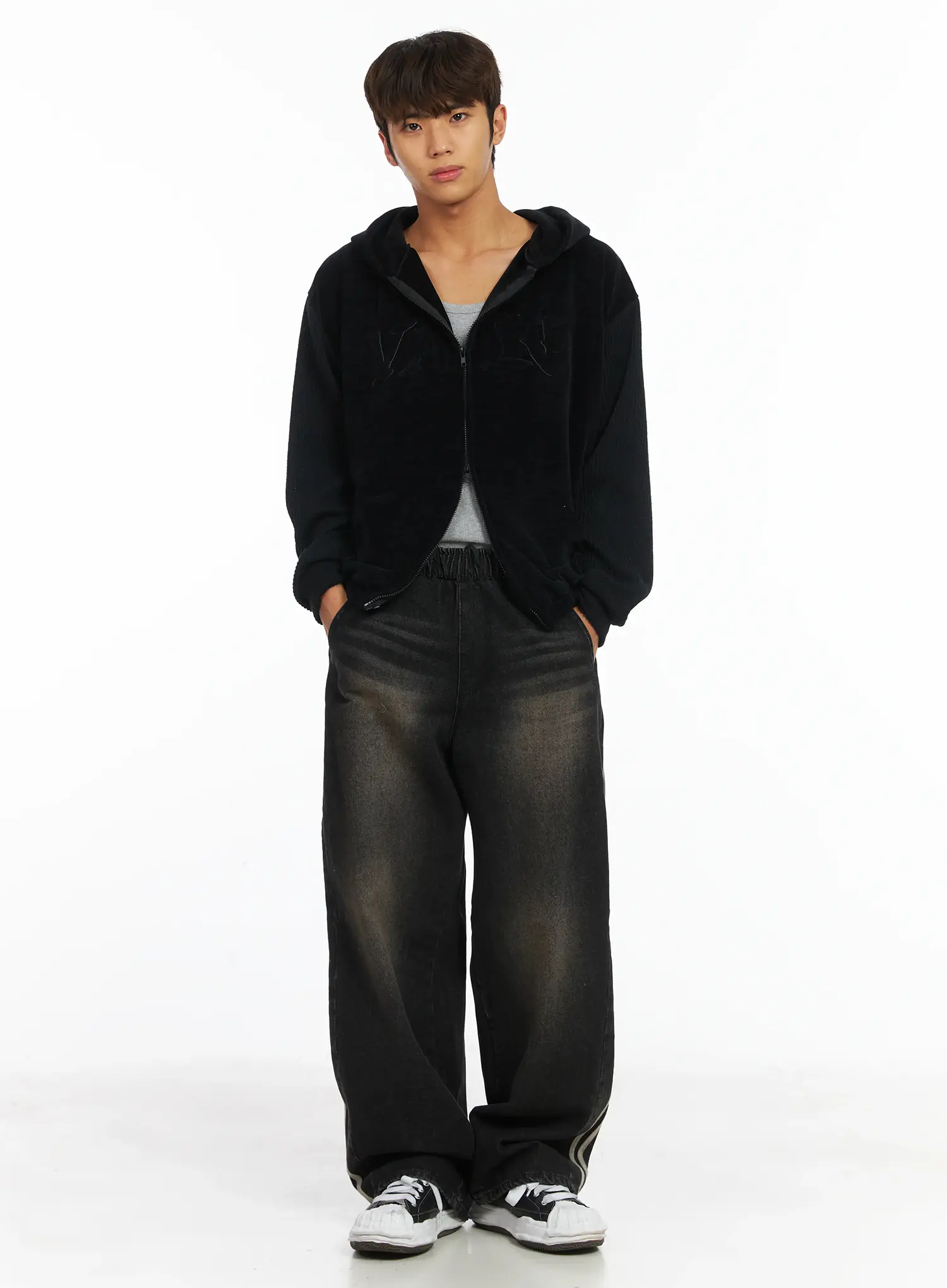 Men's Velvet Zip-Up Hoodie IJ514 - Image 8