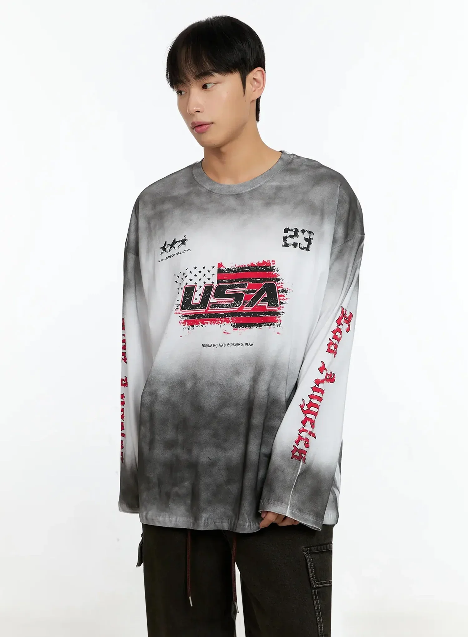 Men's Vintage Graphic Gradient Long Sleeve Tee IN525 - Image 4
