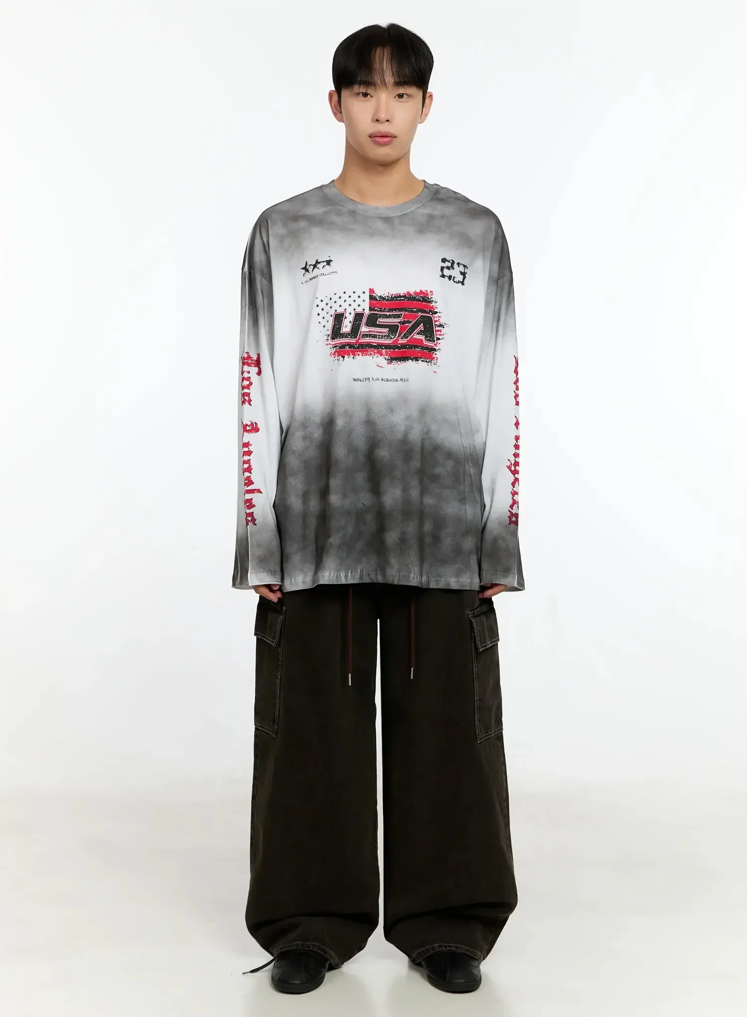 Men's Vintage Graphic Gradient Long Sleeve Tee IN525 - Image 7