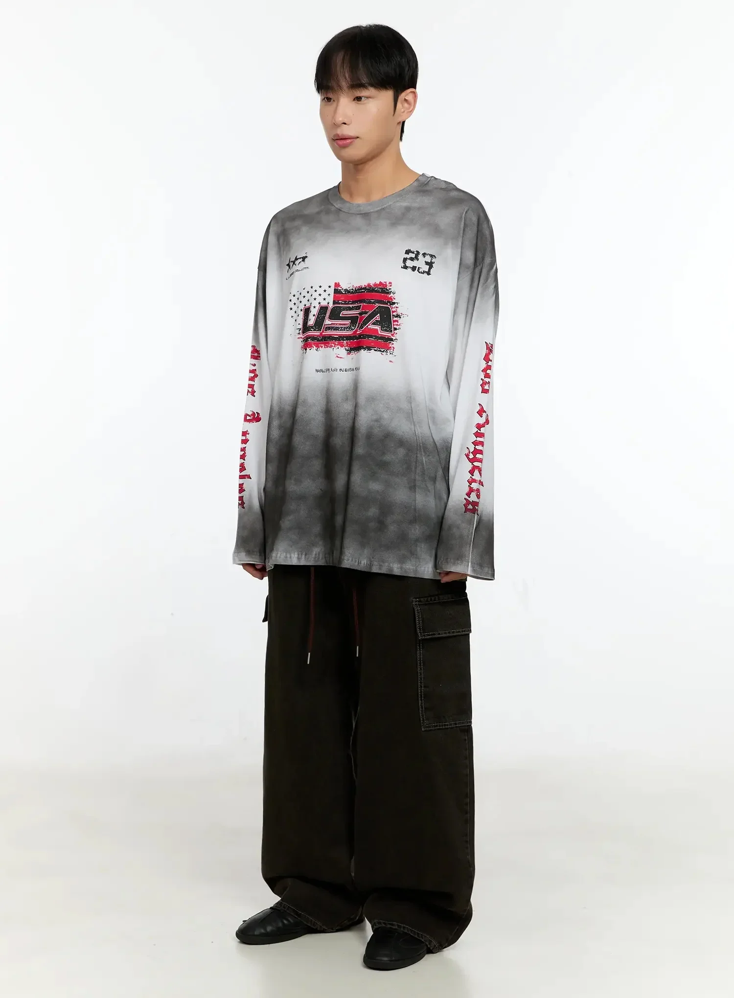 Men's Vintage Graphic Gradient Long Sleeve Tee IN525 - Image 8