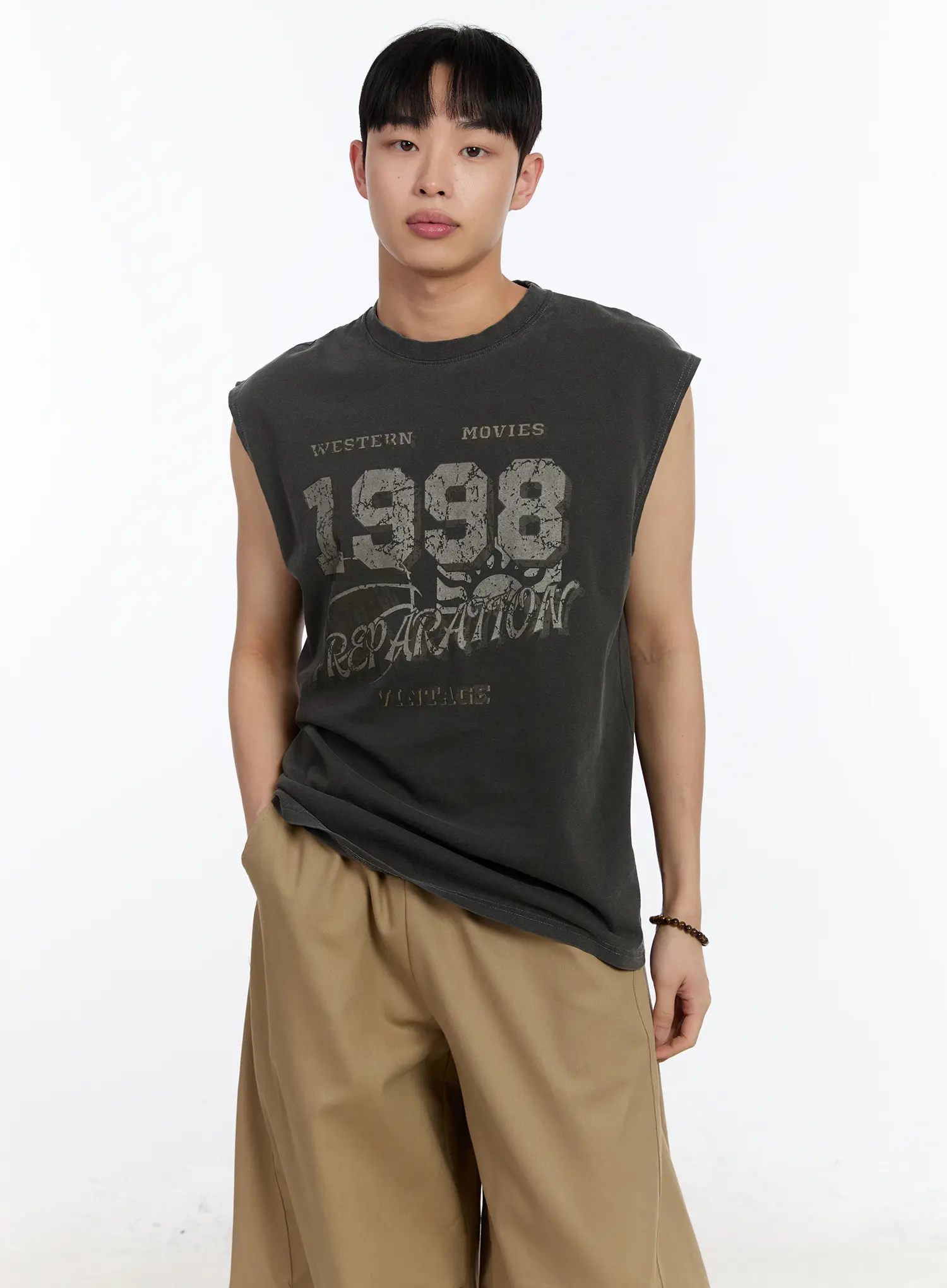 Men's Vintage Graphic Sleeveless Tee IA507 - Image 2