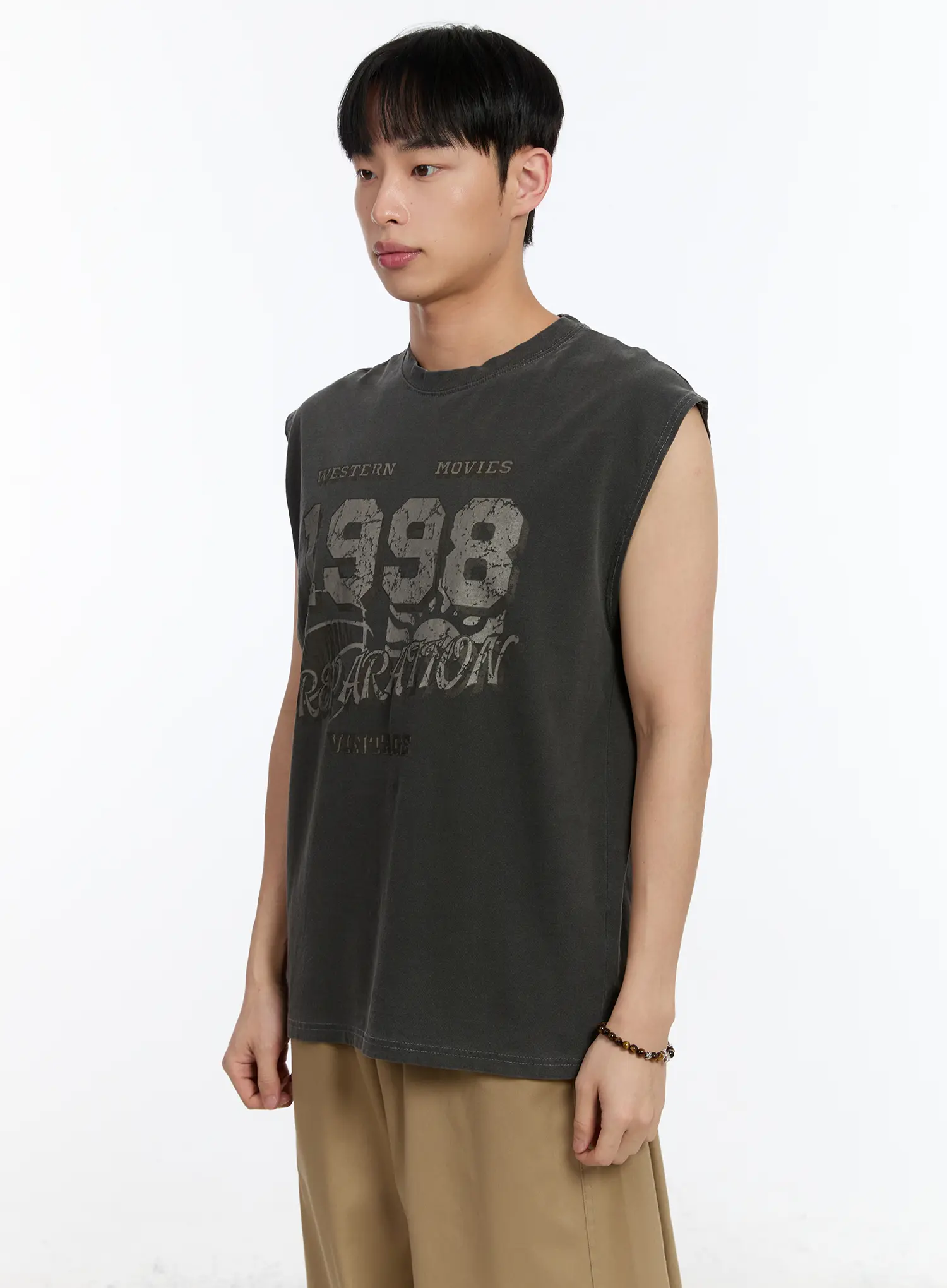 Men's Vintage Graphic Sleeveless Tee IA507 - Image 4