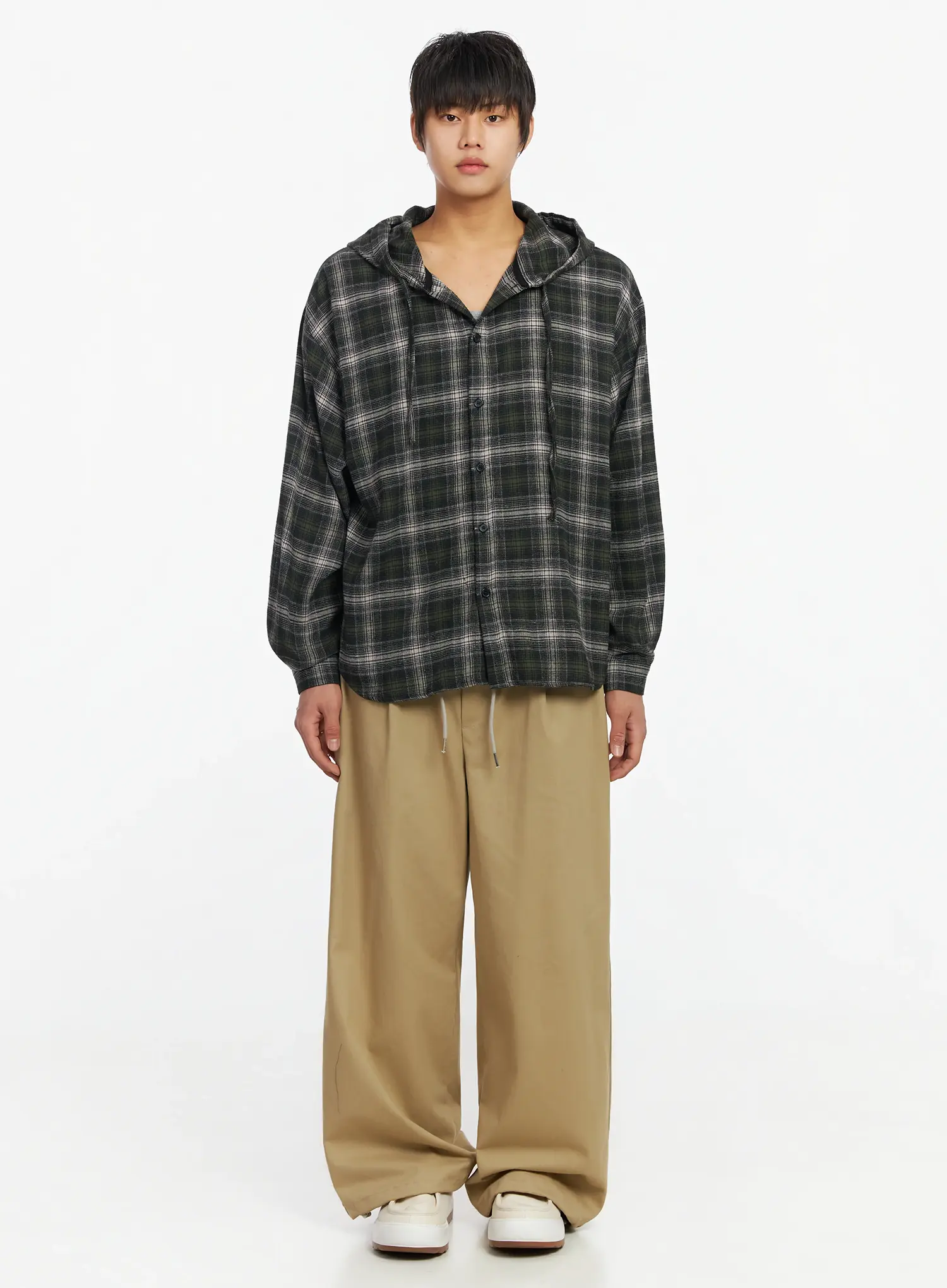 Men's Vintage Plaid Hooded Flannel IJ527 - Image 3