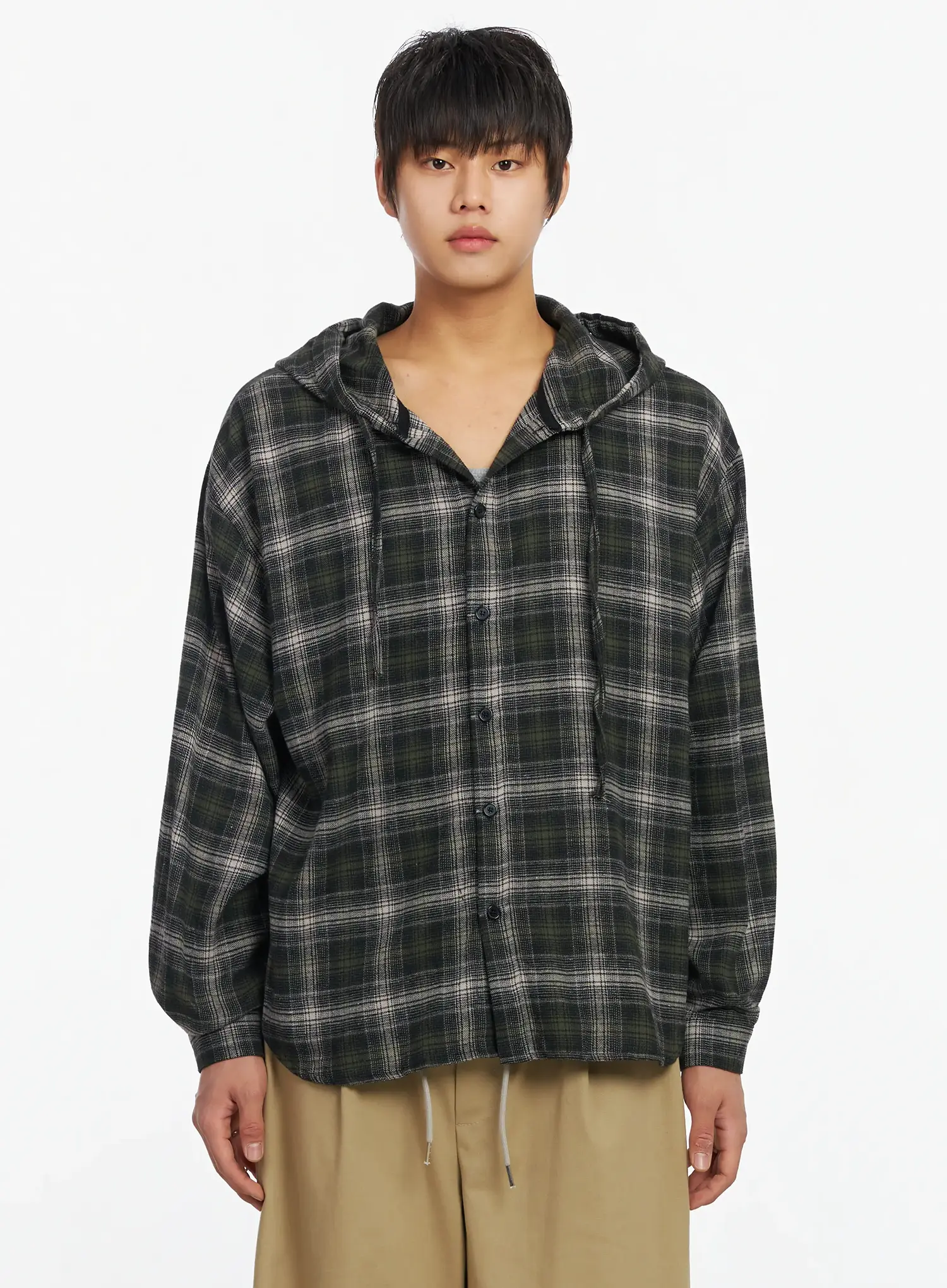 Men's Vintage Plaid Hooded Flannel IJ527 - Image 8