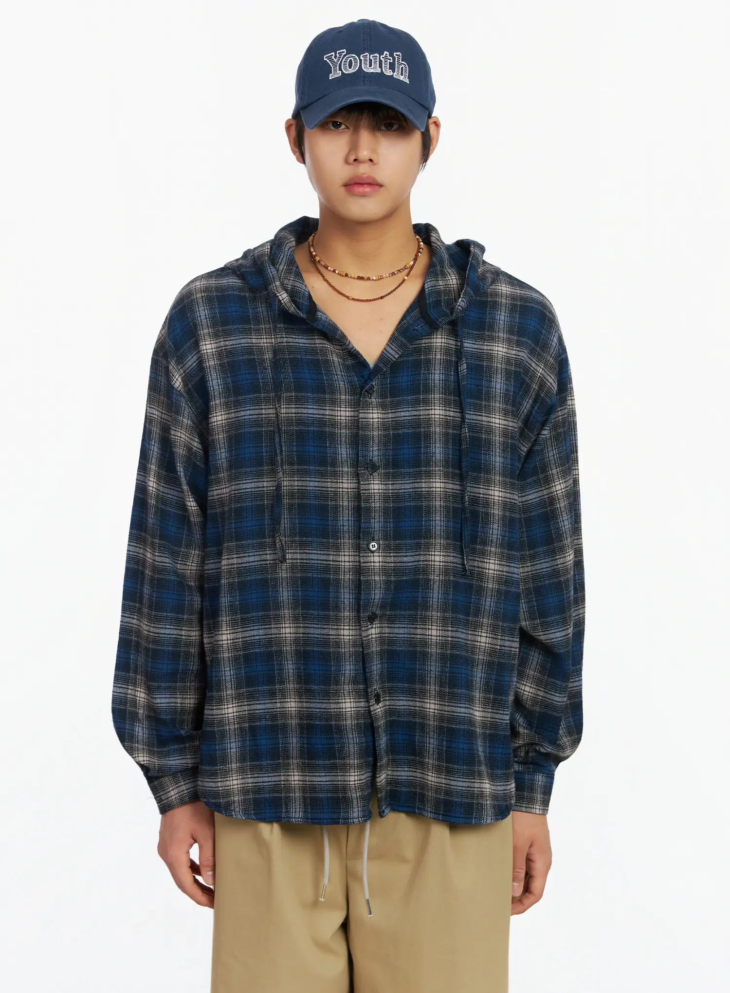 Men's Vintage Plaid Hooded Flannel IJ527 - Image 9