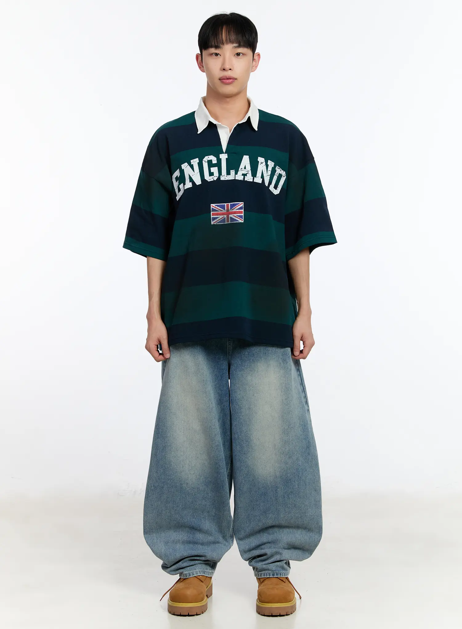 Men's Vintage Wash Baggy Jeans IA507 - Image 4