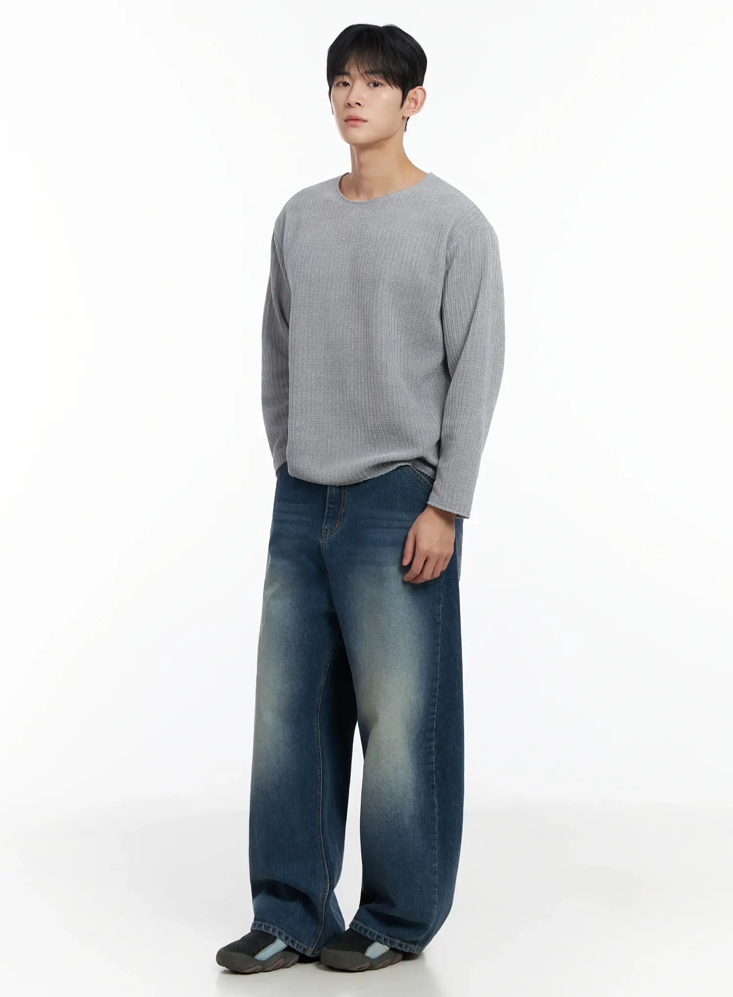 Men's Vintage Wash Wide-Leg Jeans IF516 - Image 10