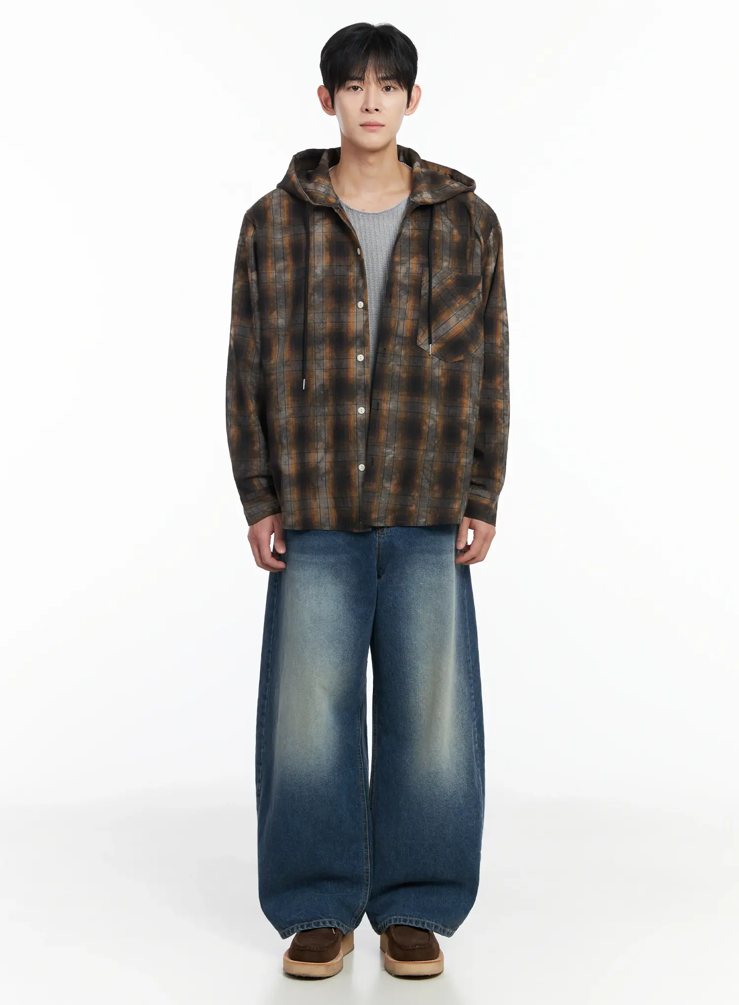 Men's Vintage Wash Wide-Leg Jeans IF516 - Image 3