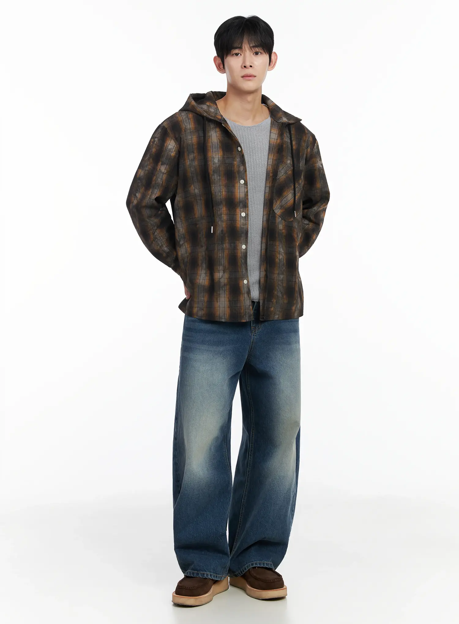 Men's Vintage Wash Wide-Leg Jeans IF516 - Image 7