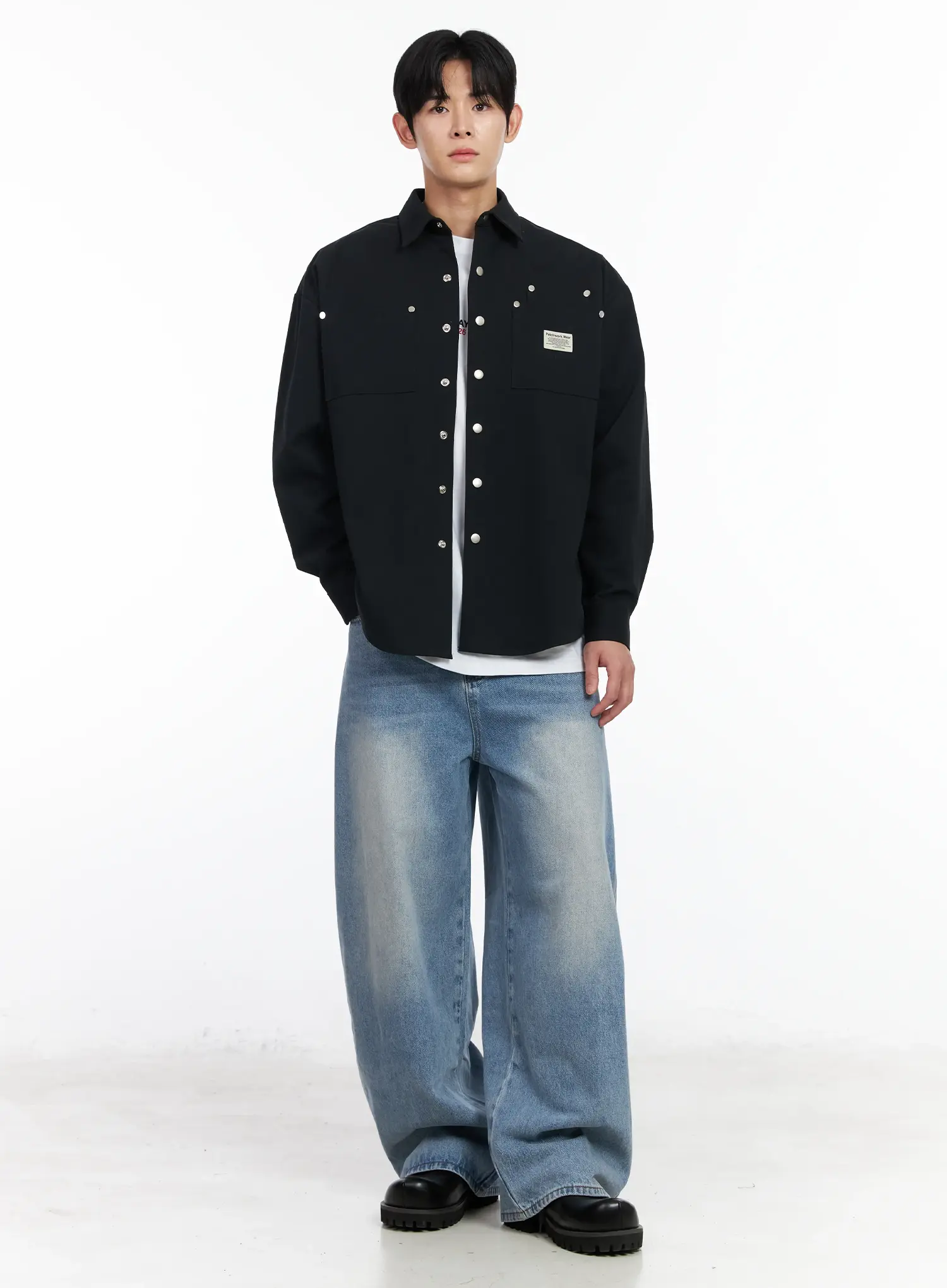 Men's Vintage-Wash Wide Leg Jeans IM518 - Image 8