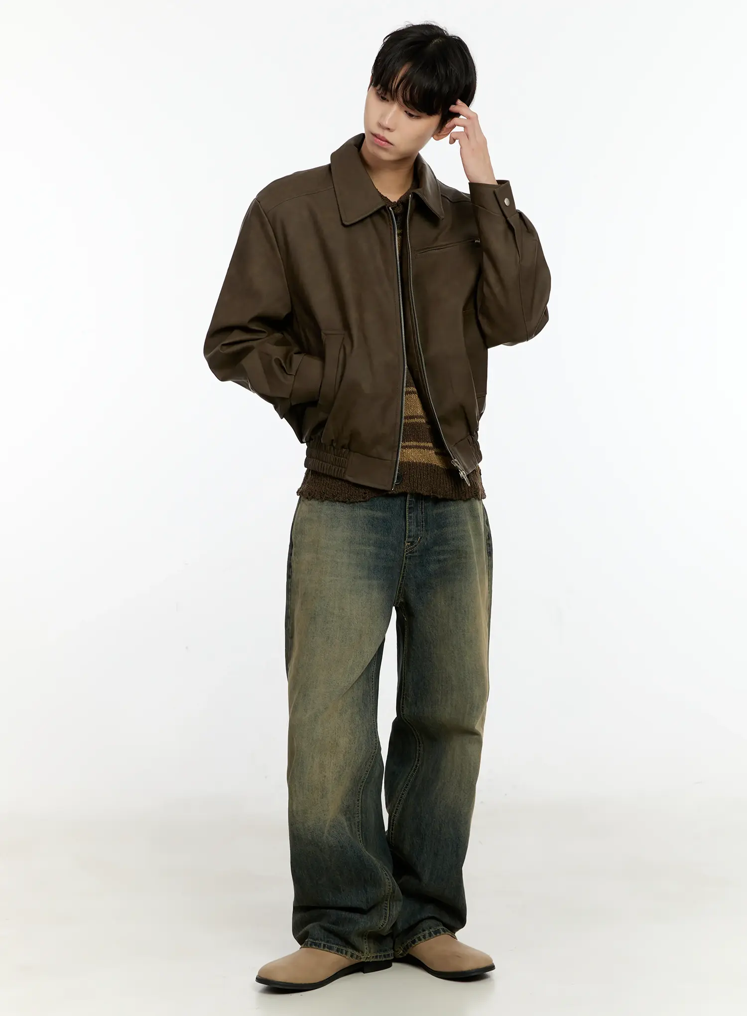 Men's Vintage Washed Baggy Jeans IN503 - Image 10
