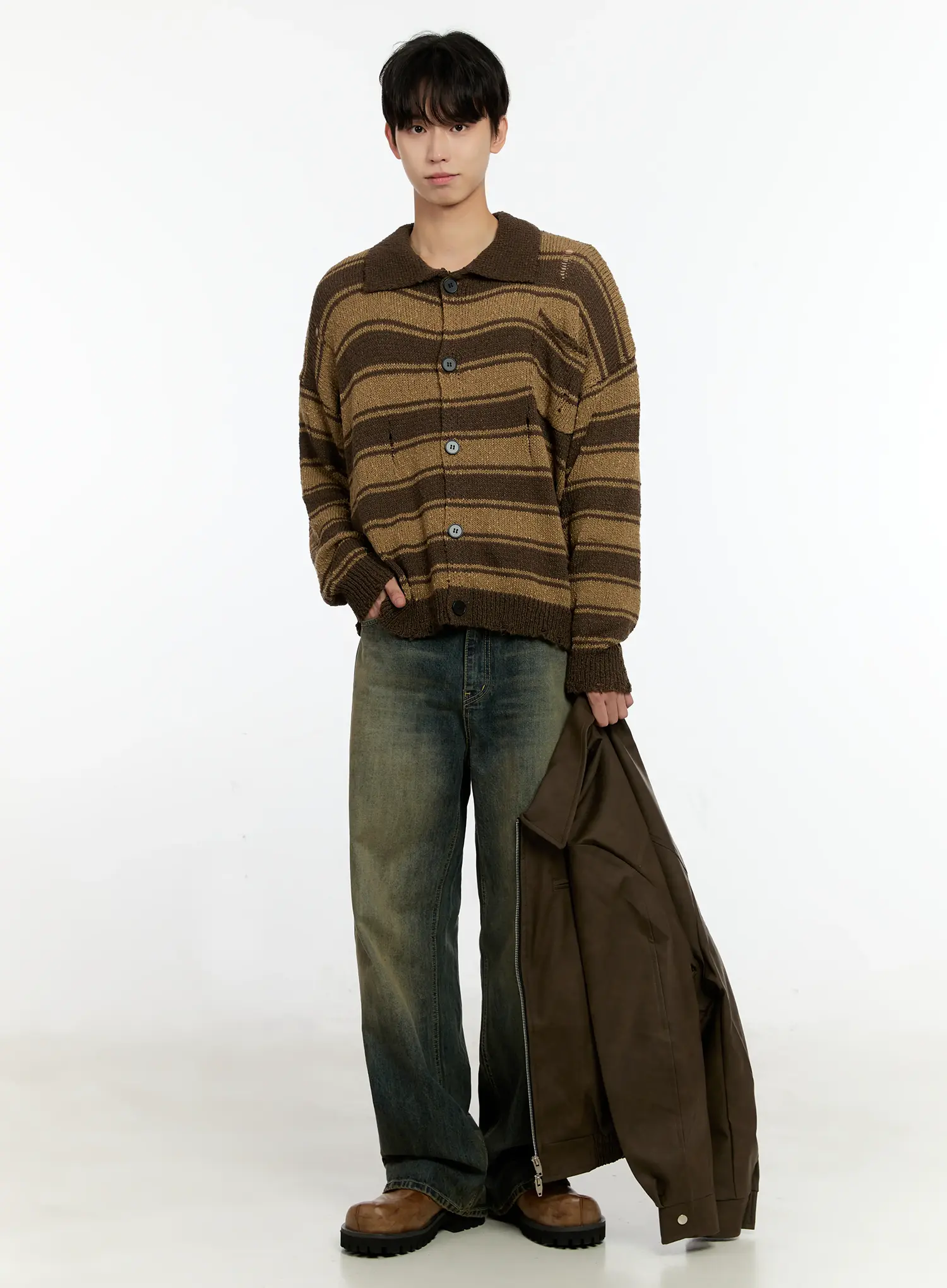 Men's Vintage Washed Baggy Jeans IN503 - Image 9