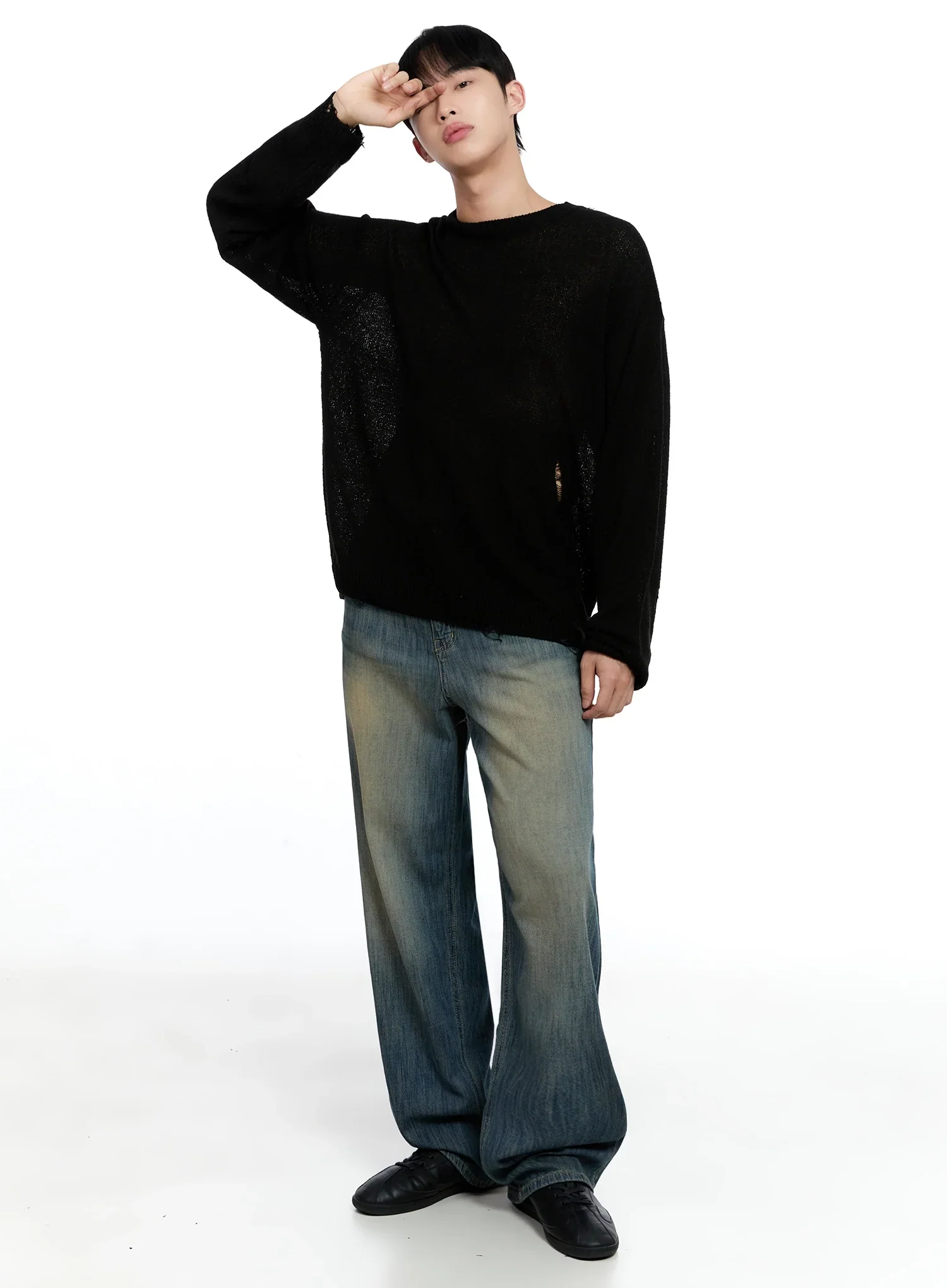 Men's Vintage Wide-Leg Jeans IG520 - Image 10