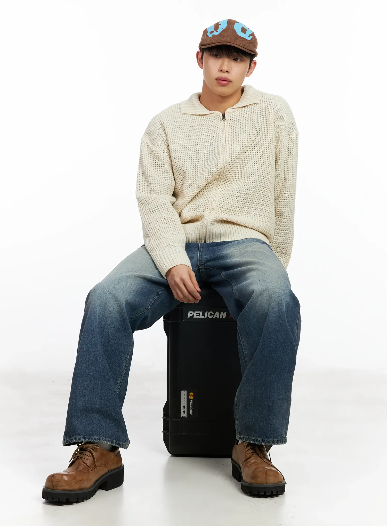 Men's Waffle Knit Zip-Up Cardigan IM511 - Image 10