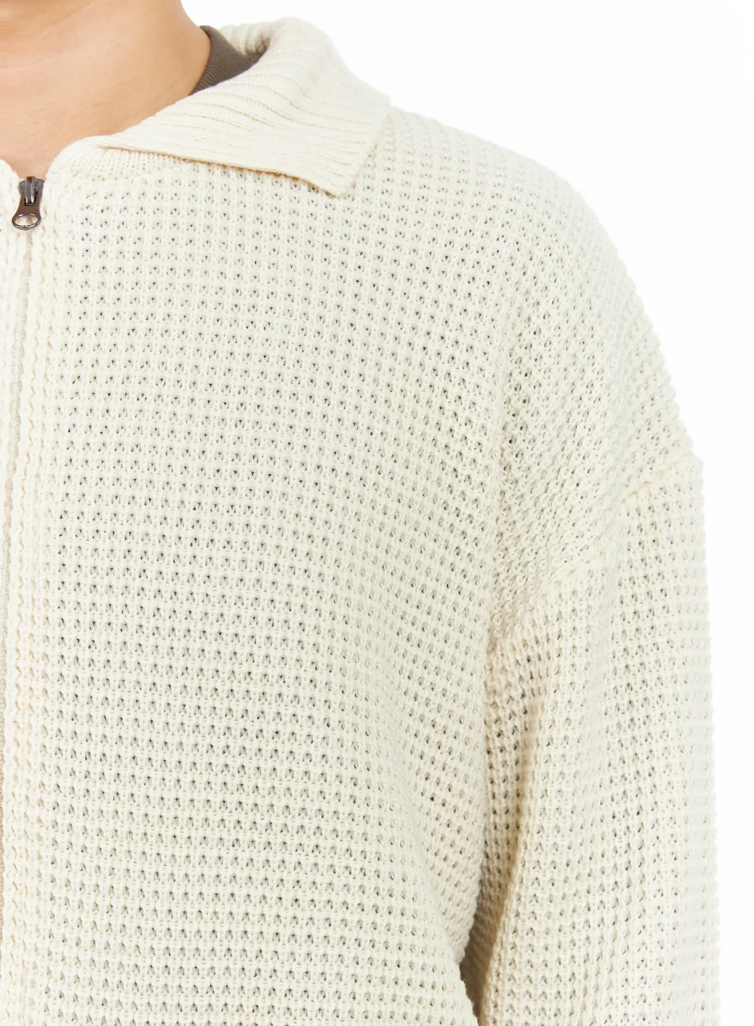 Men's Waffle Knit Zip-Up Cardigan IM511 - Image 12
